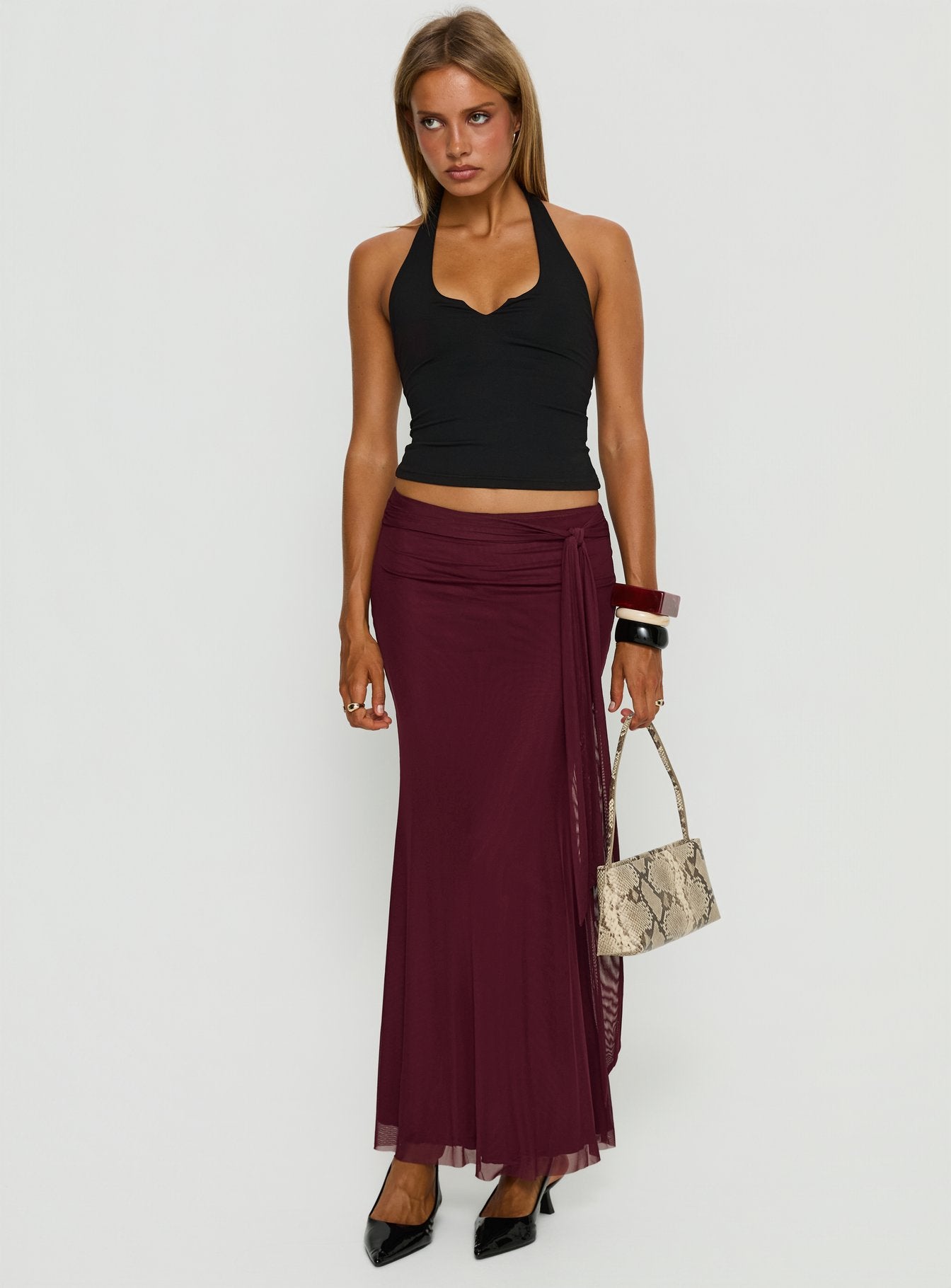 Alternative view of Caviar Tie Maxi Skirt Currant