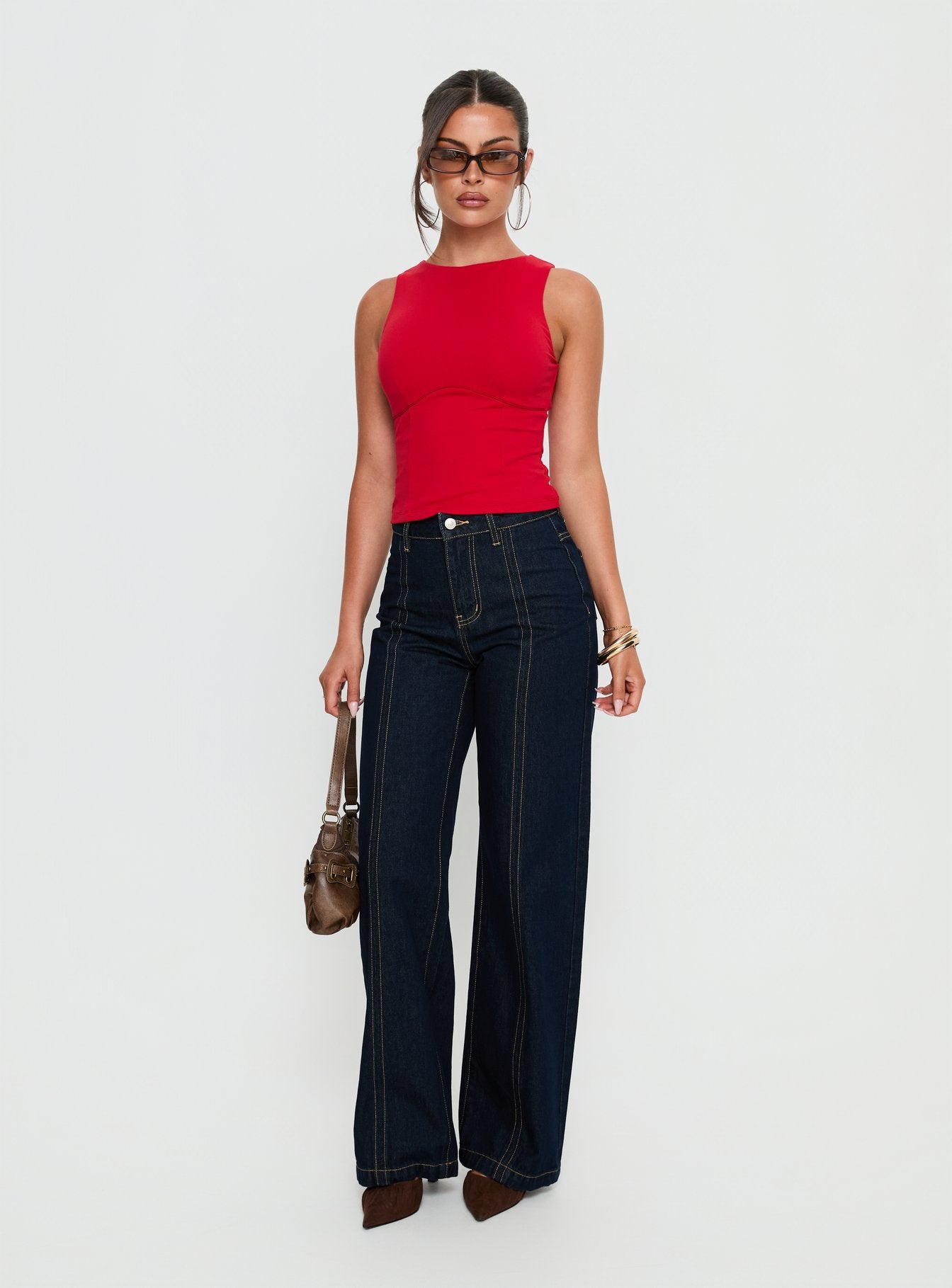 Alternative view of Cadance High Rise Straight Leg Jeans Indigo