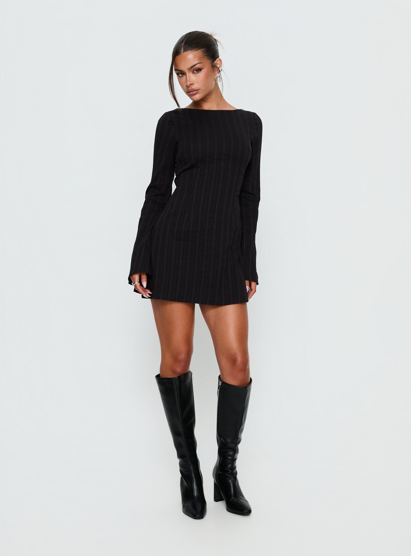 Alternative view of Alfalfa Long Sleeve Mini Dress Black