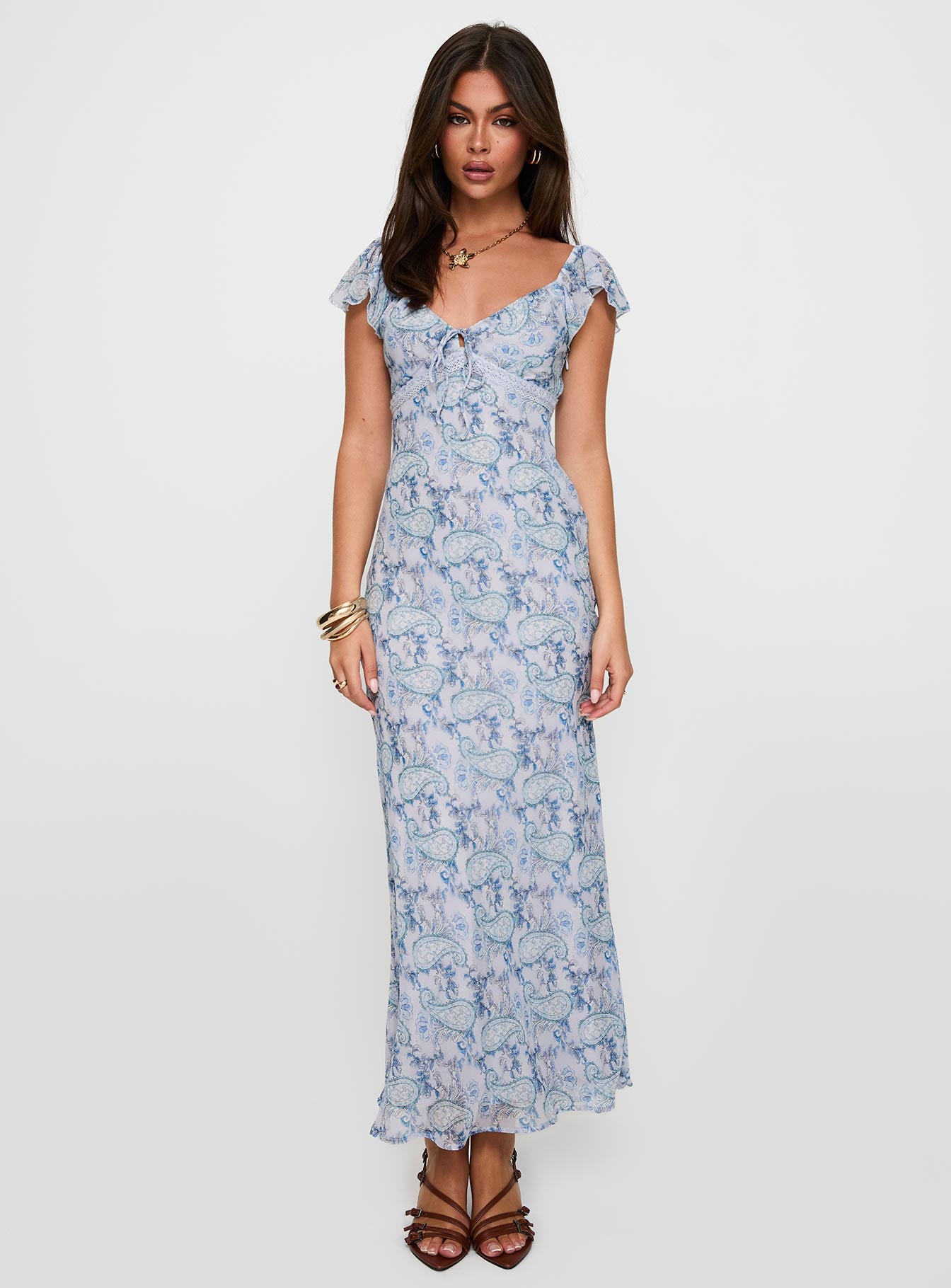 Dahleia Maxi Dress Blue Paisley - Image 2