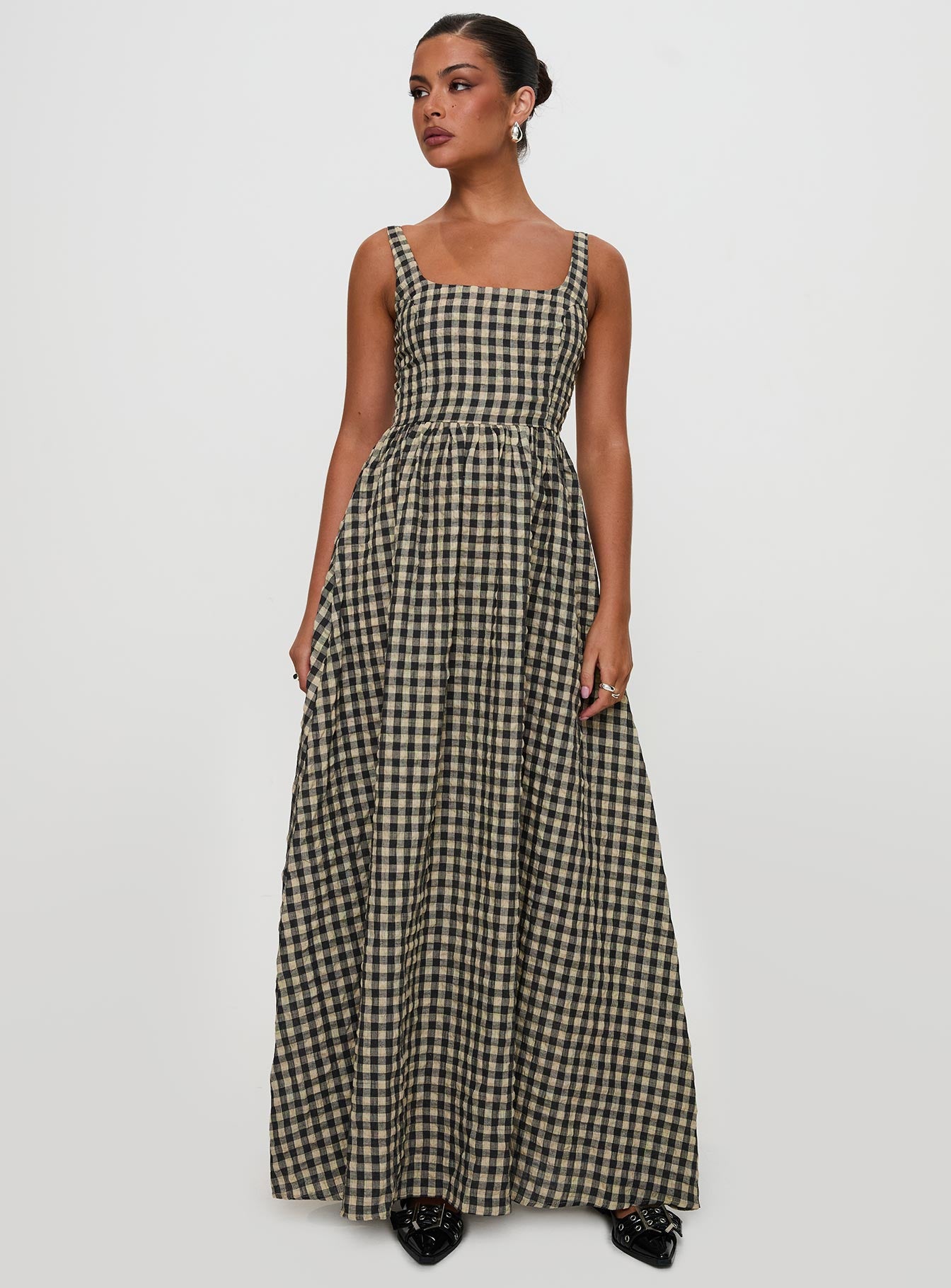 Cartmel Check Maxi Dress Black / Cream - Image 3
