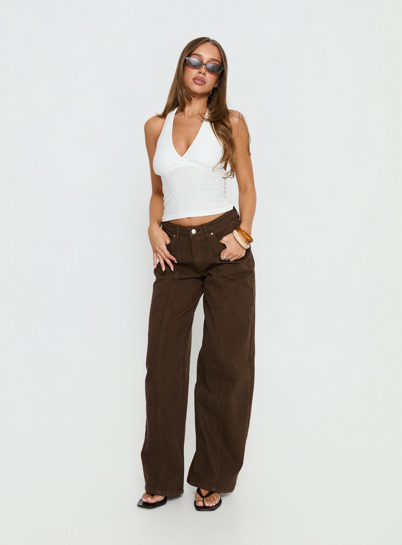 Lando Low Rise Straight Leg Jeans Chocolate - Image 3