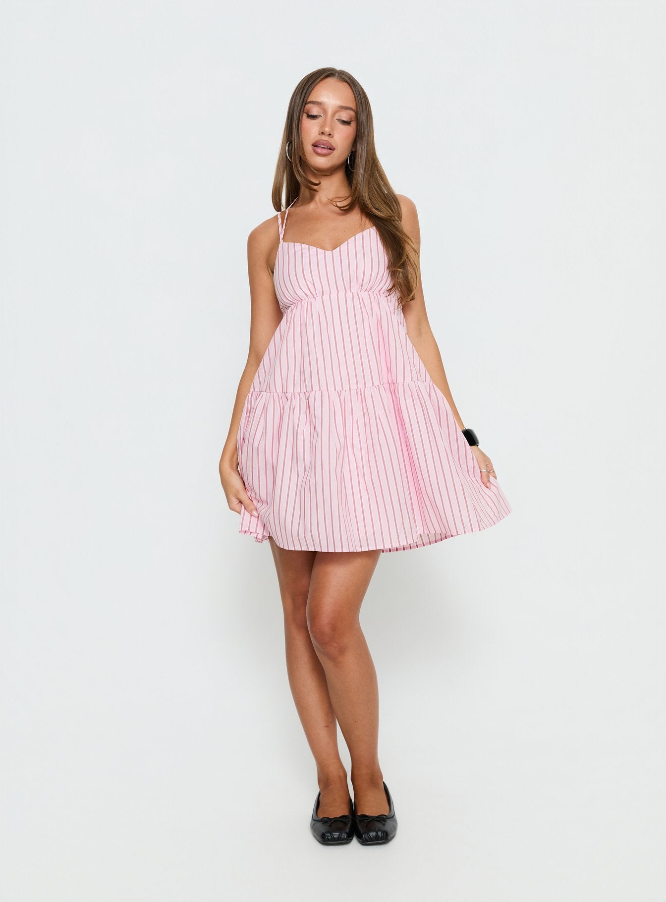 Alternative view of Elisabef Halter Mini Dress Pink Stripe