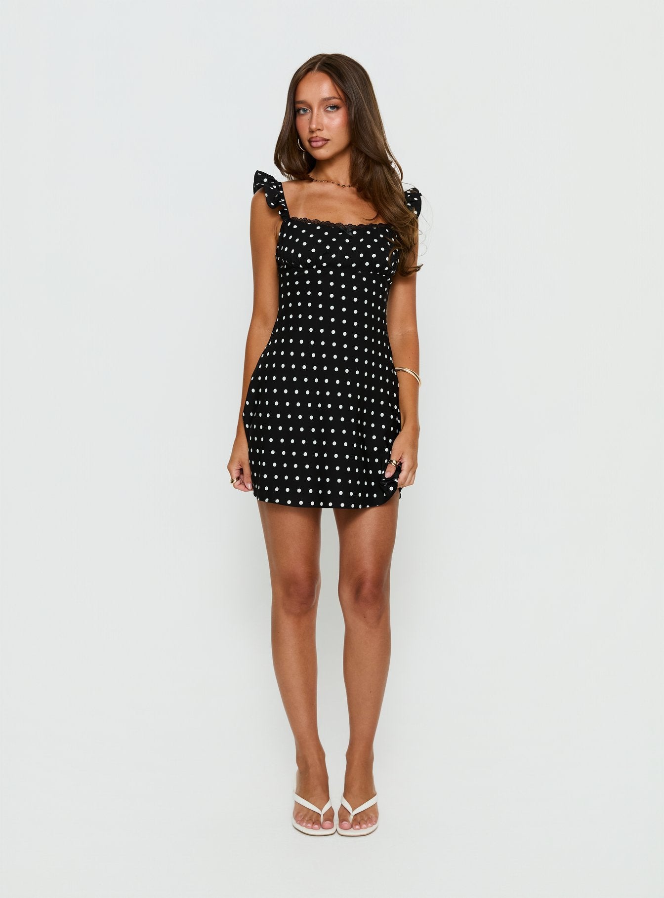Beacall Mini Dress Black Polka Dot - Image 3