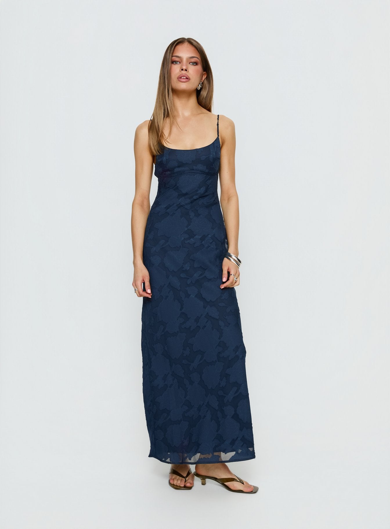 Alternative view of Ariadne Scoop Backless Maxi Dress Navy Burnout