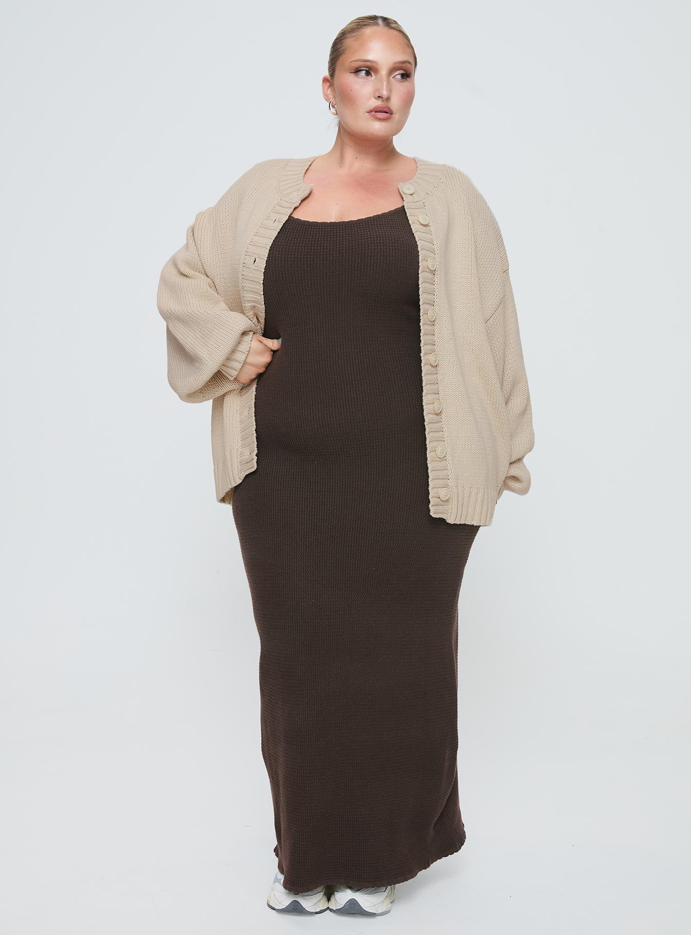 Alternative view of Edern Cardigan Cream Curve
