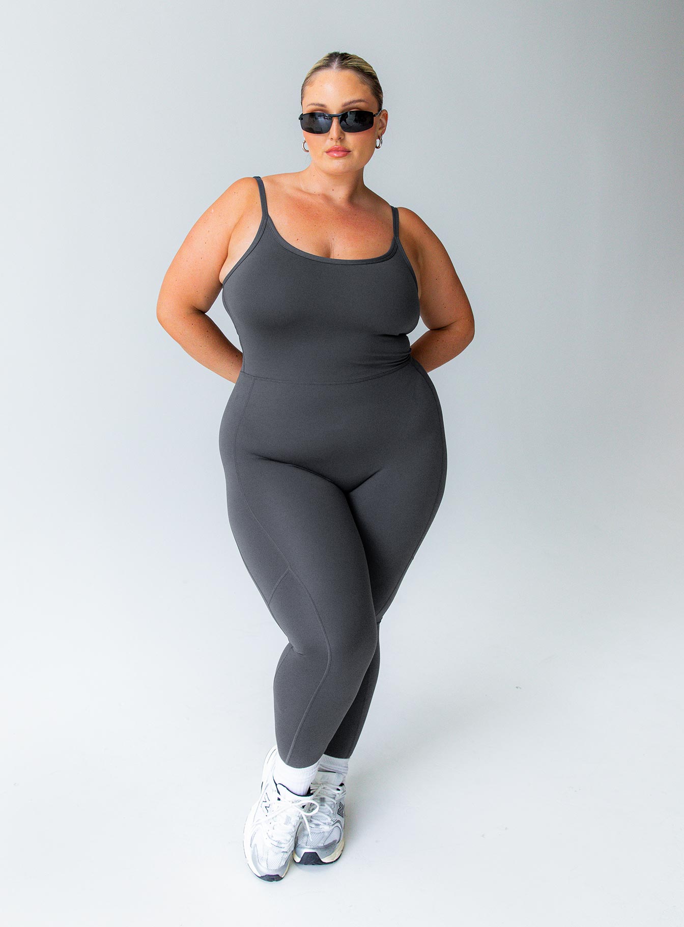 Alternative view of Go Getter Activewear Jumpsuit Grey Curve