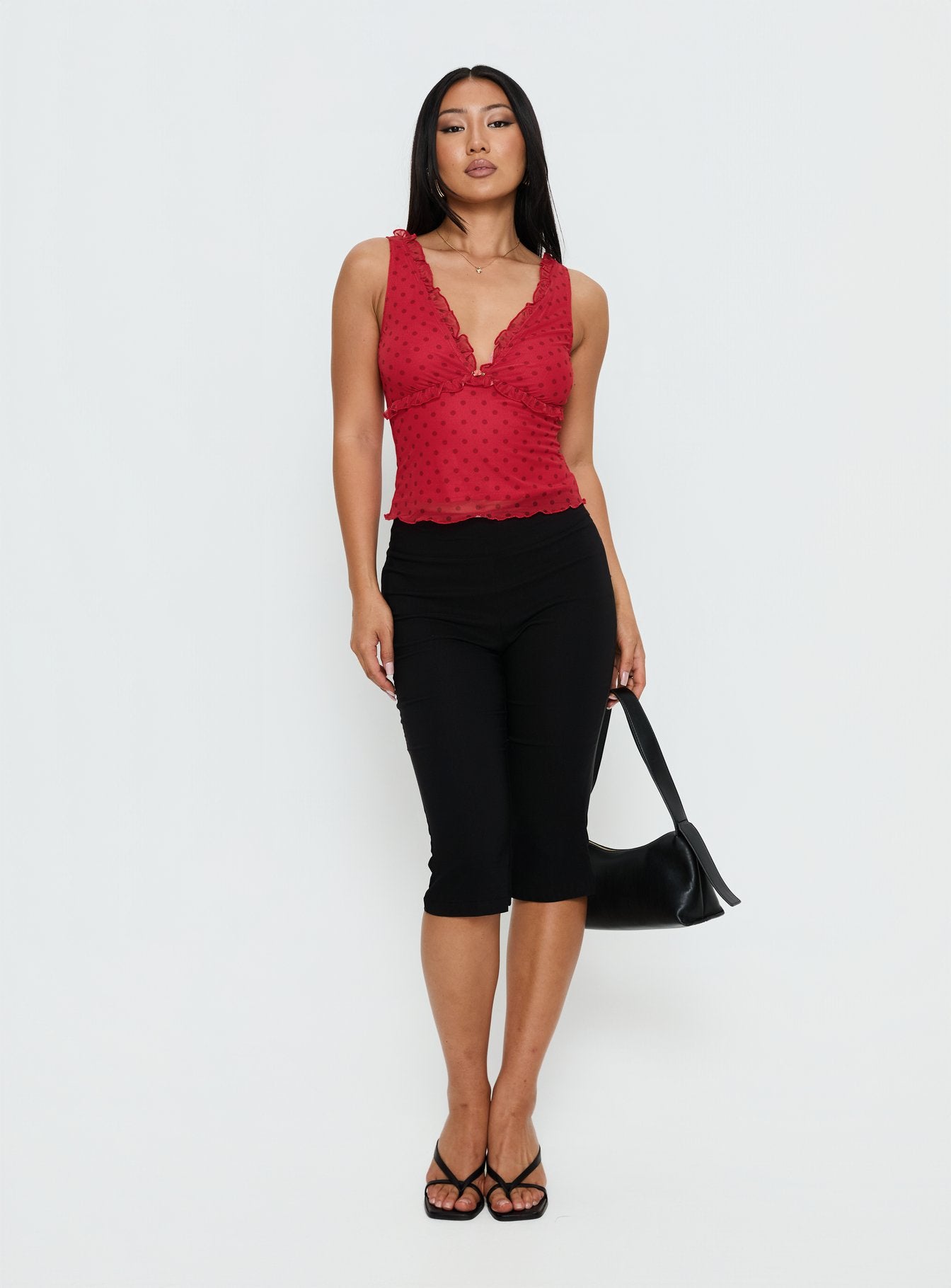 Alternative view of Azira Frill Detail Top Red Polka