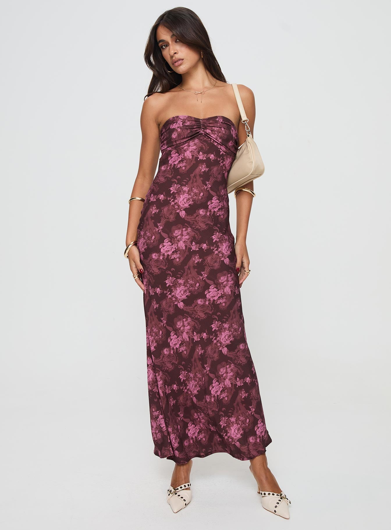 Alternative view of Abeila Strapless Maxi Dress Burgundy