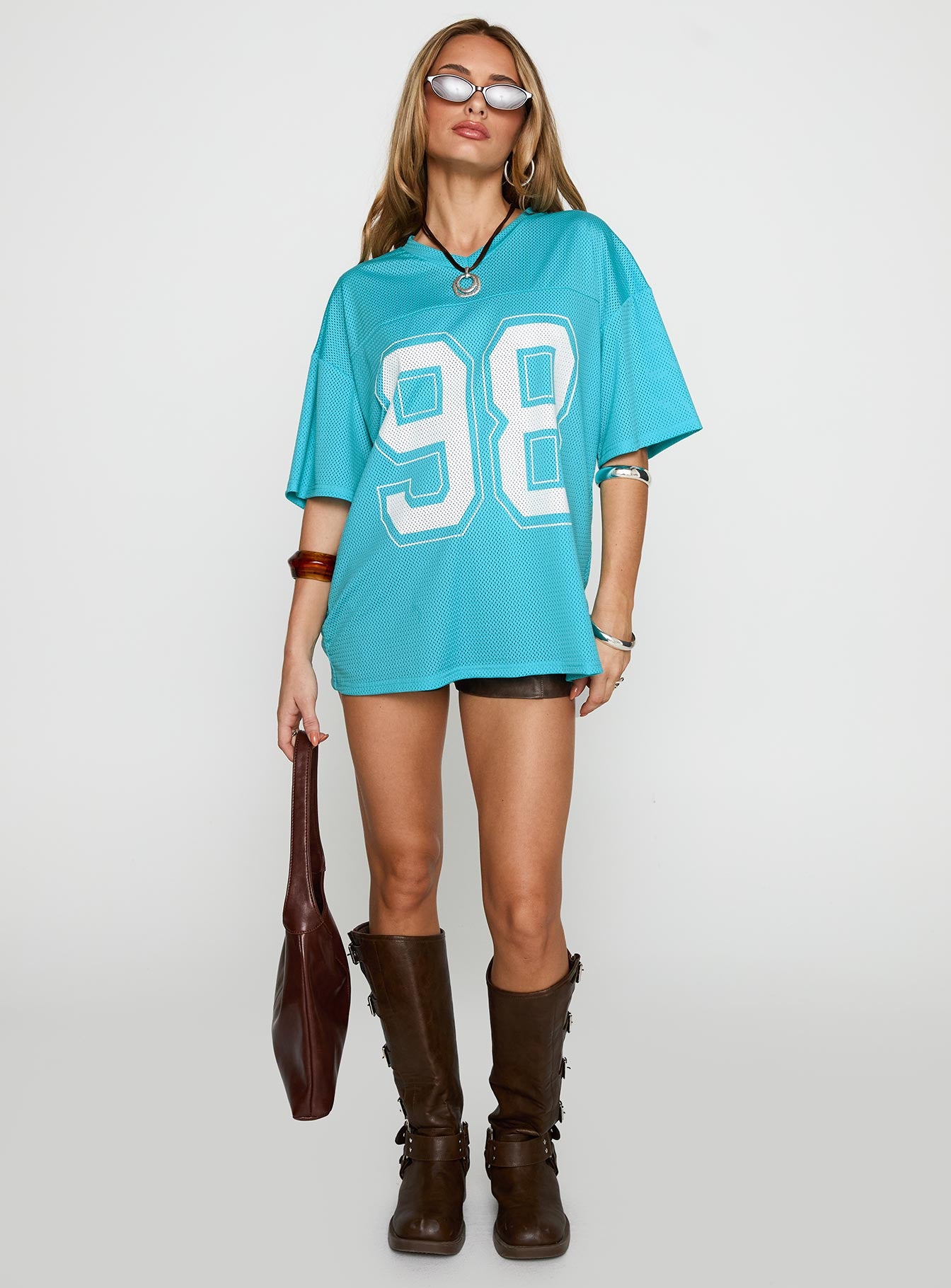 Alternative view of 98 Sports Oversized Graphic Tee Blue