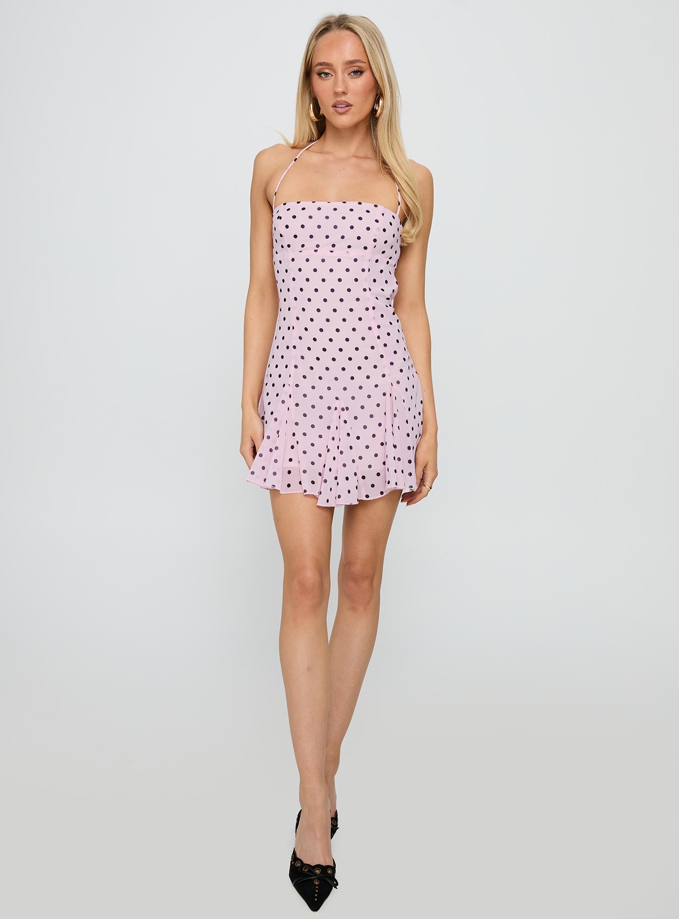 Delamere Mini Dress Pink / Black Polka Dot - Image 3
