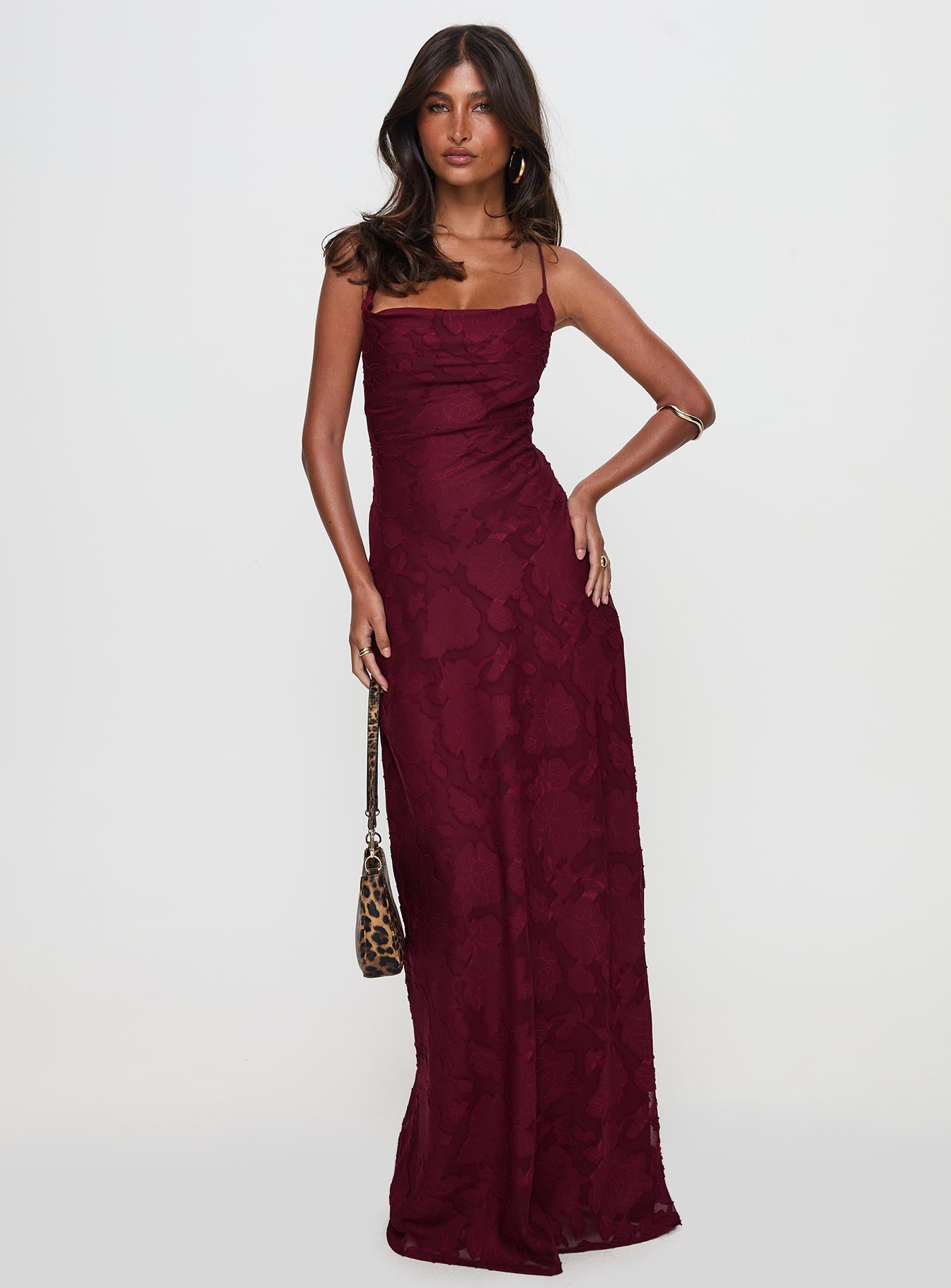 Alternative view of Celena Maxi Dress Burgundy Burnout Petite