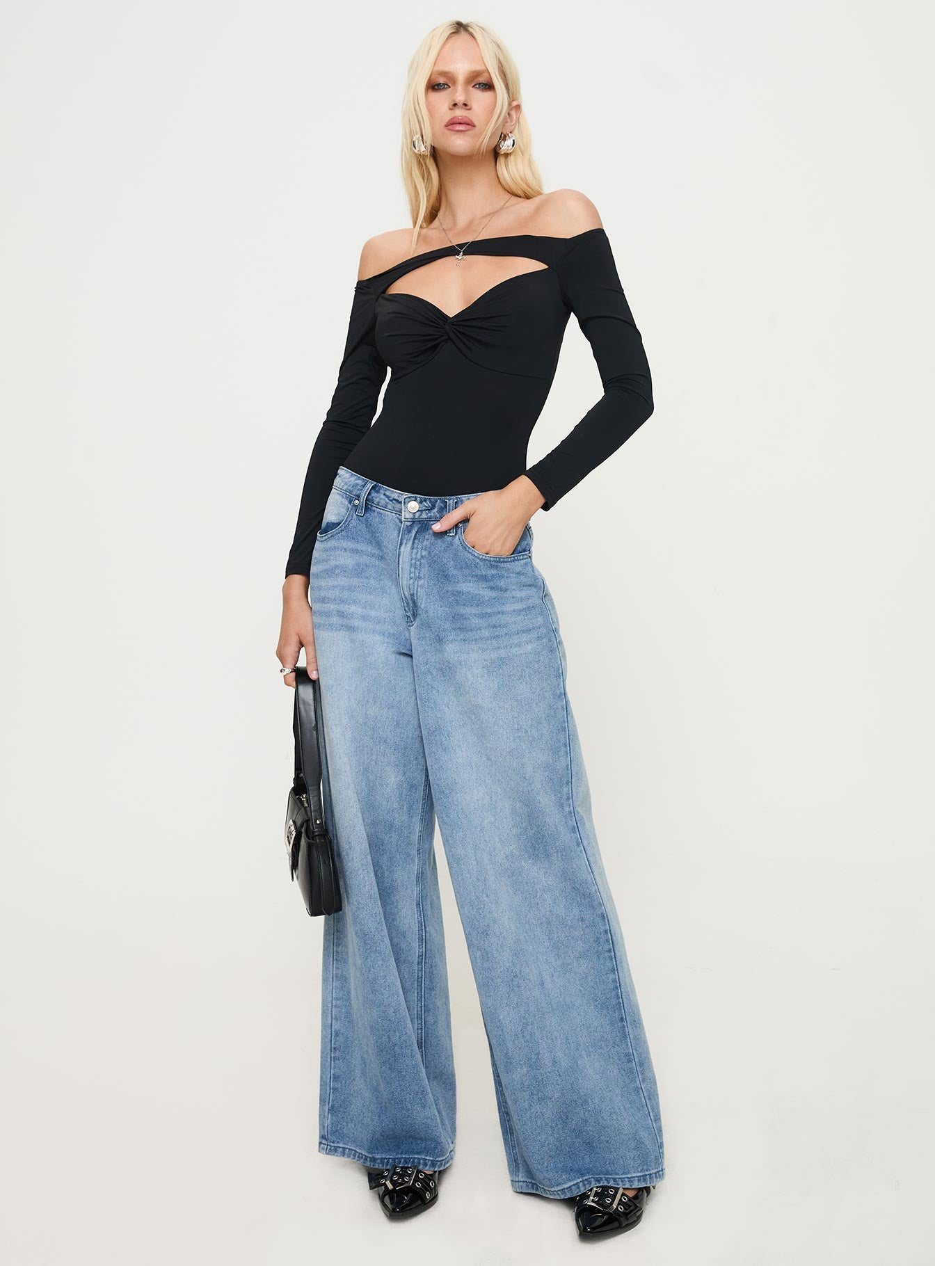 Alternative view of Bleue Long Sleeve Bodysuit Black