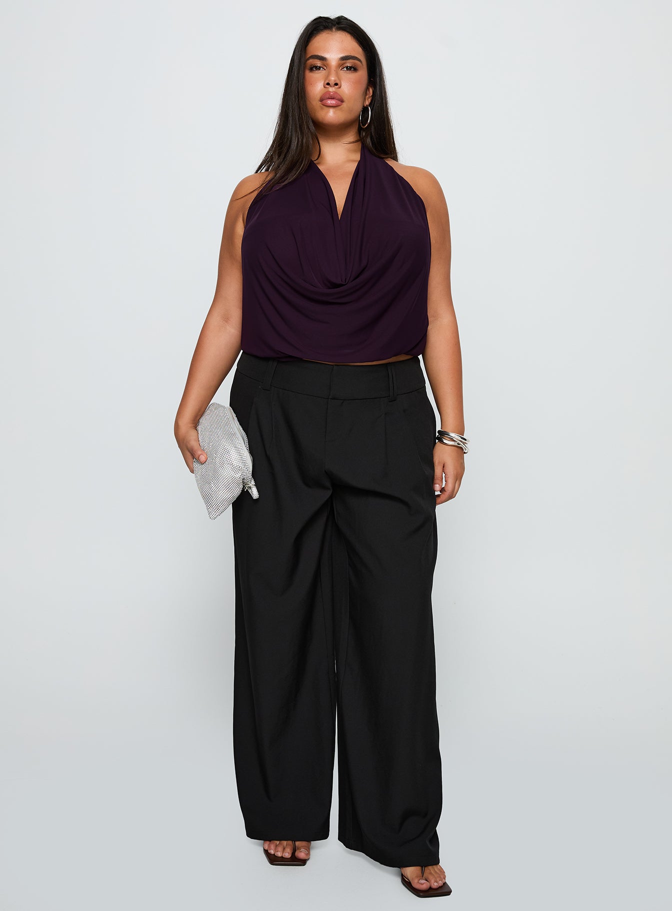 Alternative view of Carefree Days Cowl Neck Top Purple Curve