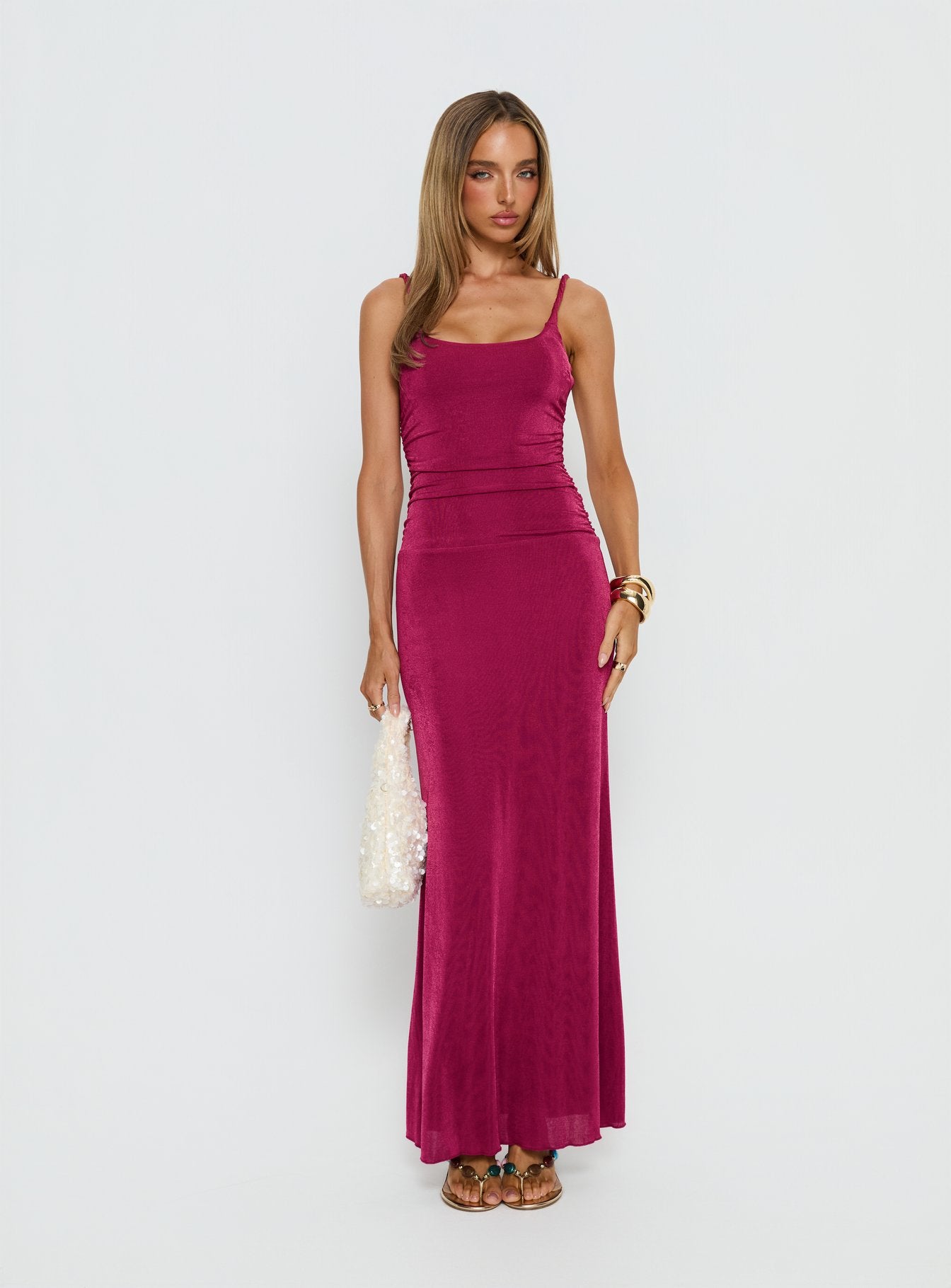 Alternative view of Lavonne Ruched Maxi Dress Plum