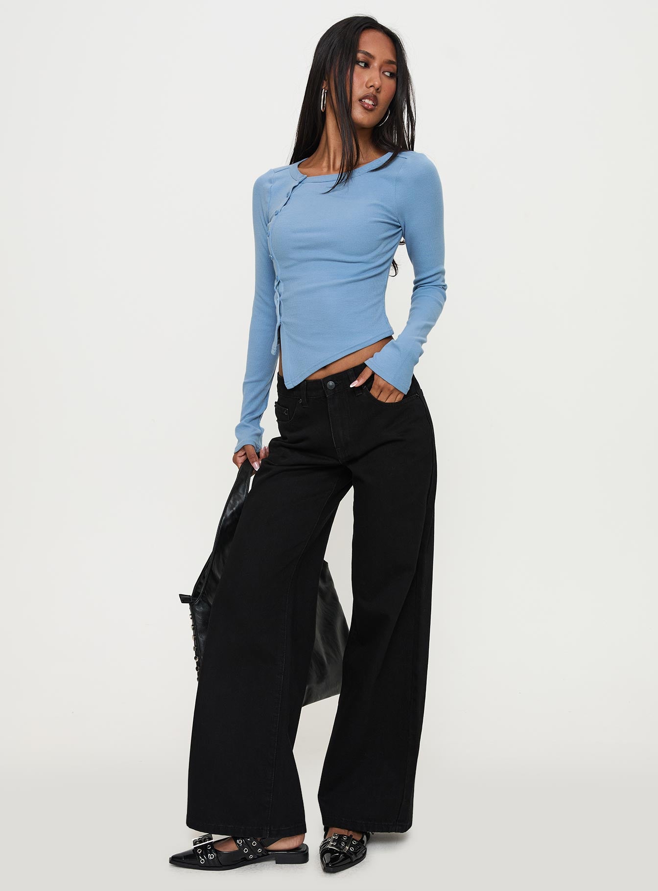 Alternative view of Baseline Button Up Long Sleeve Top Blue