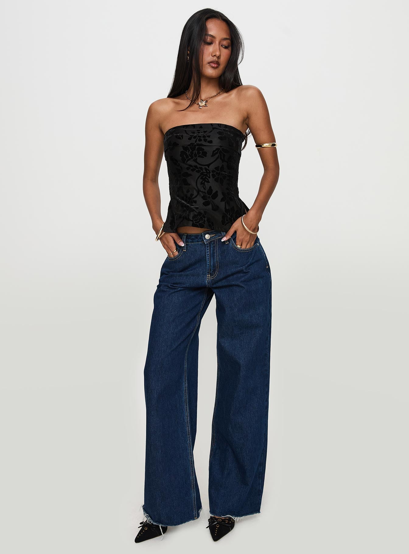 Alternative view of Attlee Strapless Top Black Floral
