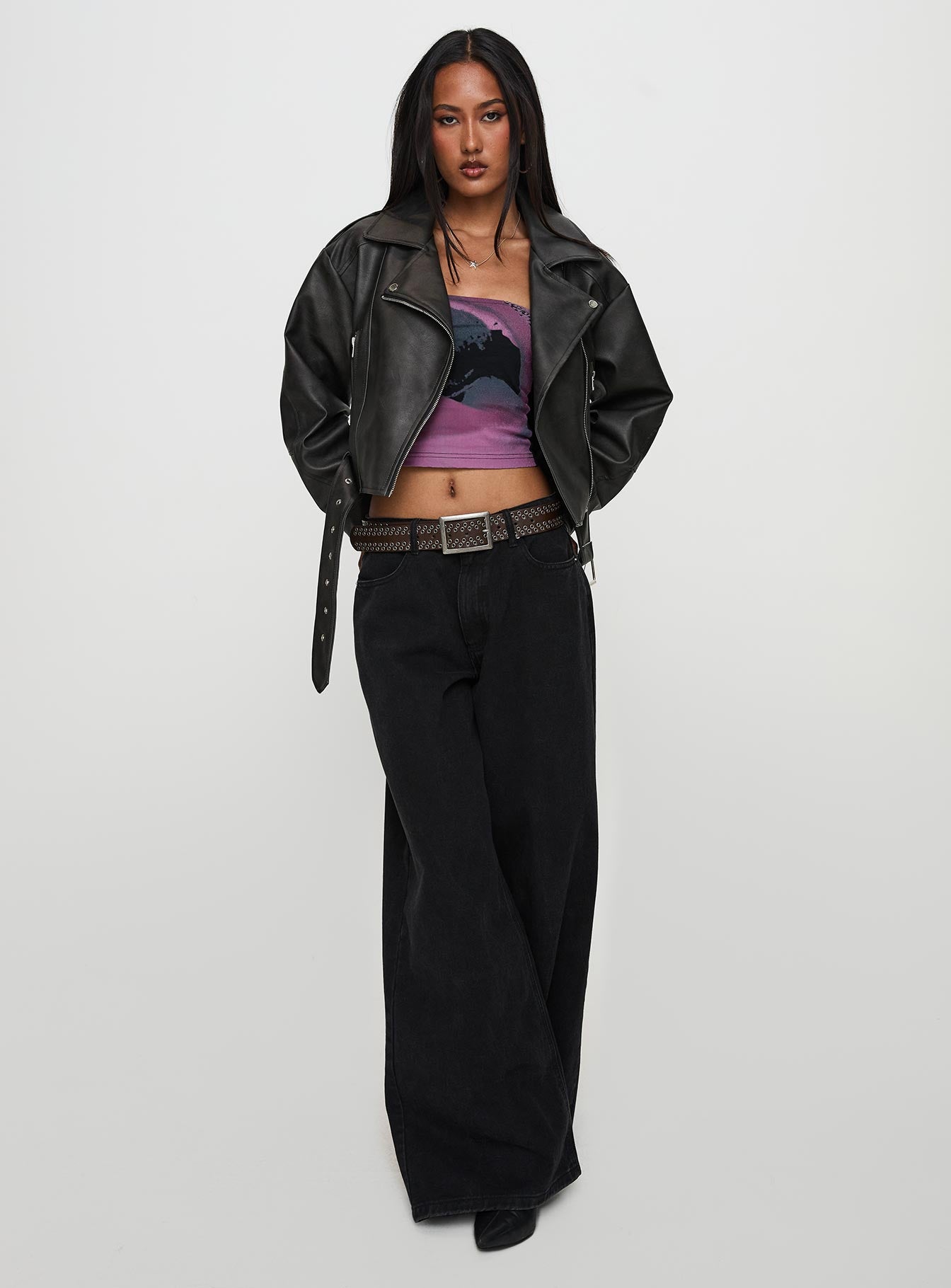 Alternative view of Face The Wind Faux Leather Jacket Grey
