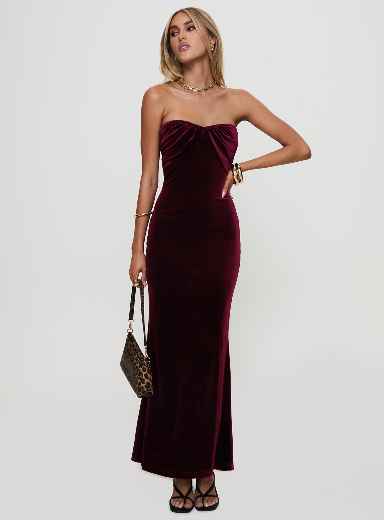 Alternative view of Irena Strapless Maxi Dress Burgundy