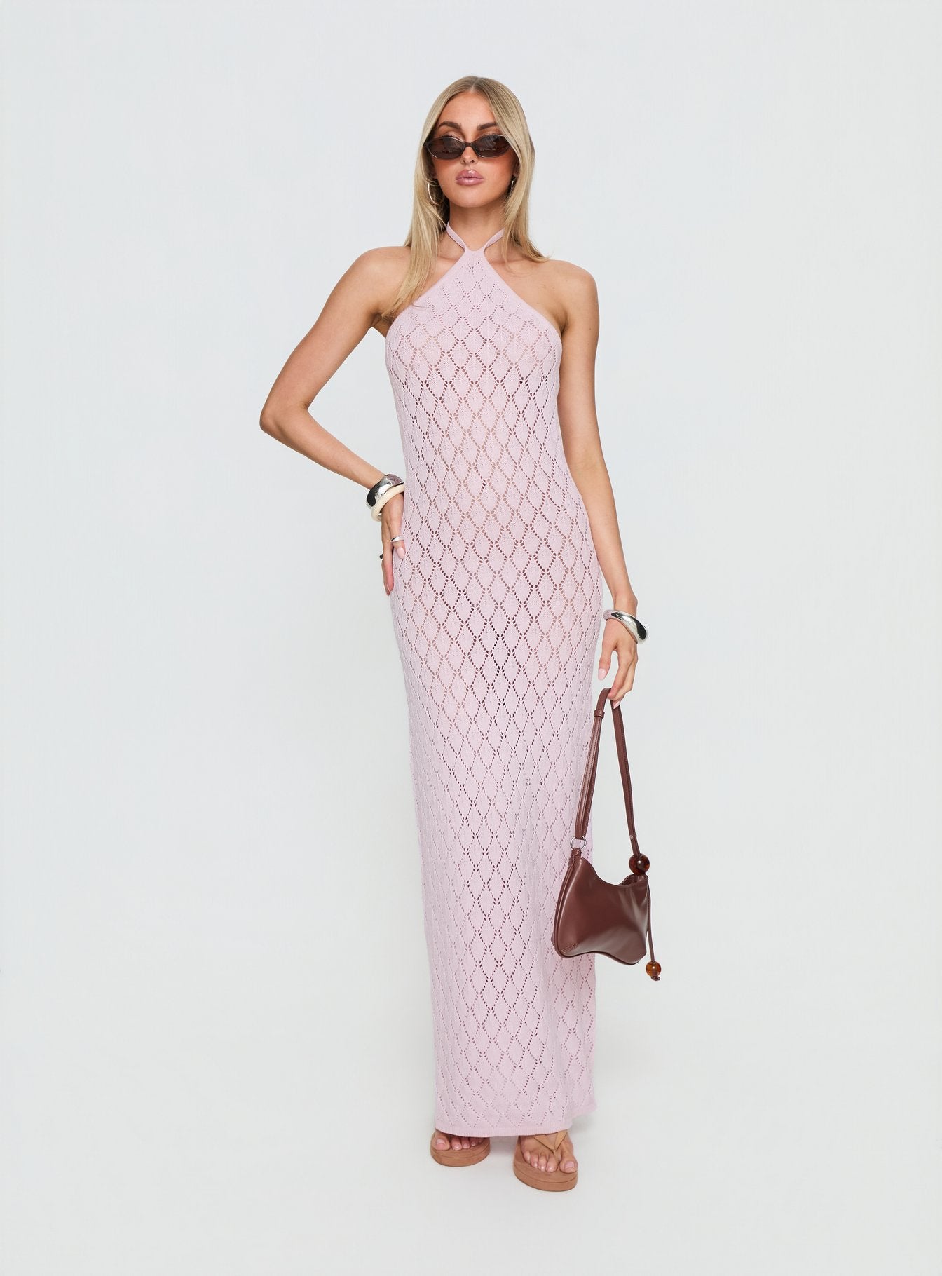 Alternative view of Jorda Halter Crochet Maxi Dress Pink