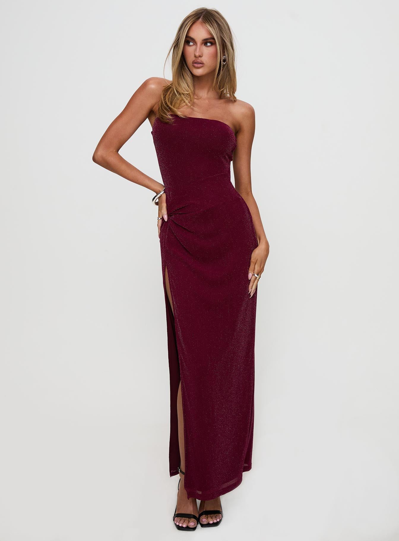 Alternative view of Jeniva Straplesss Maxi Dress Plum