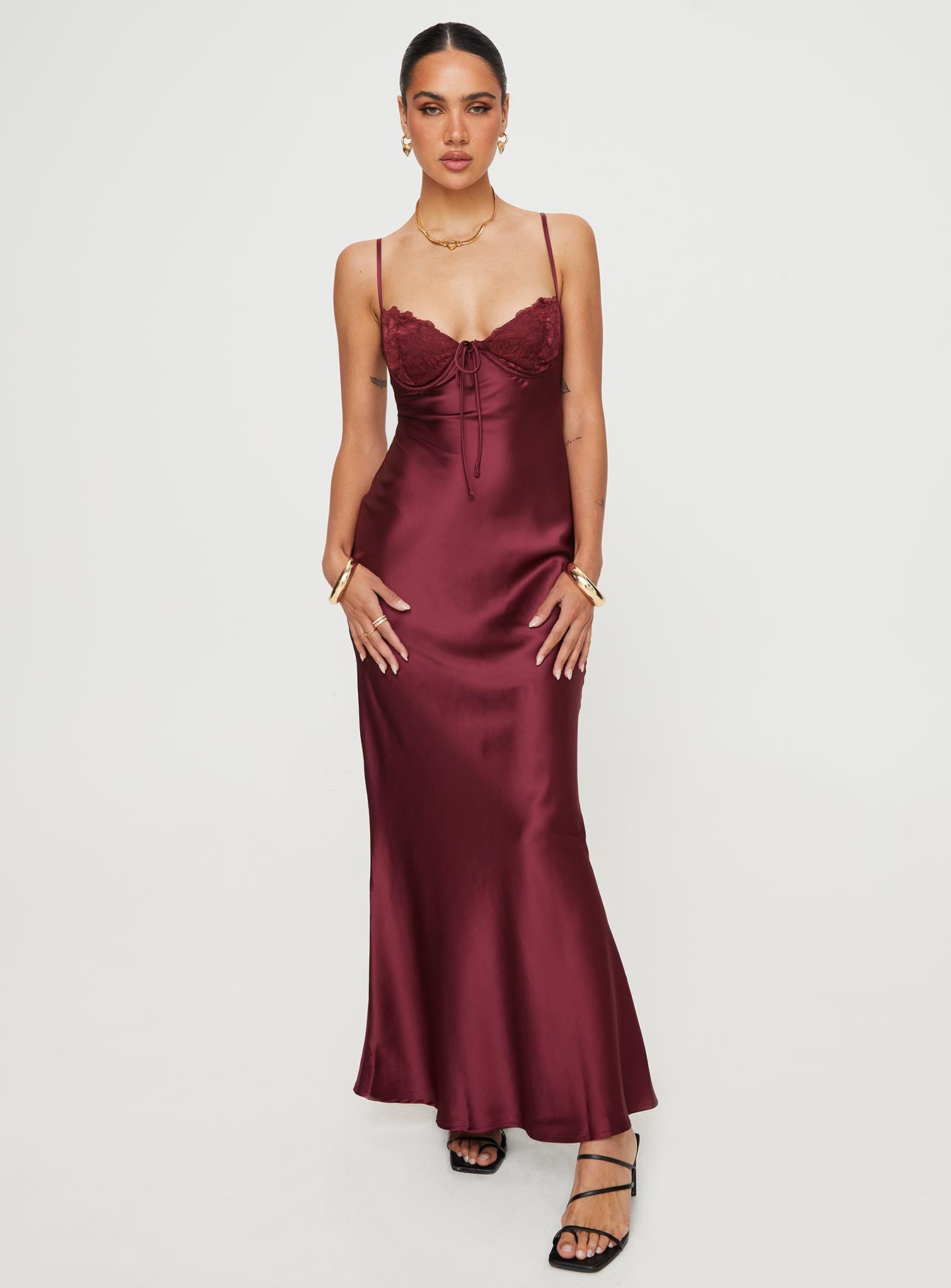 Fadyen Bias Cut Maxi Dress Burgundy - Image 3