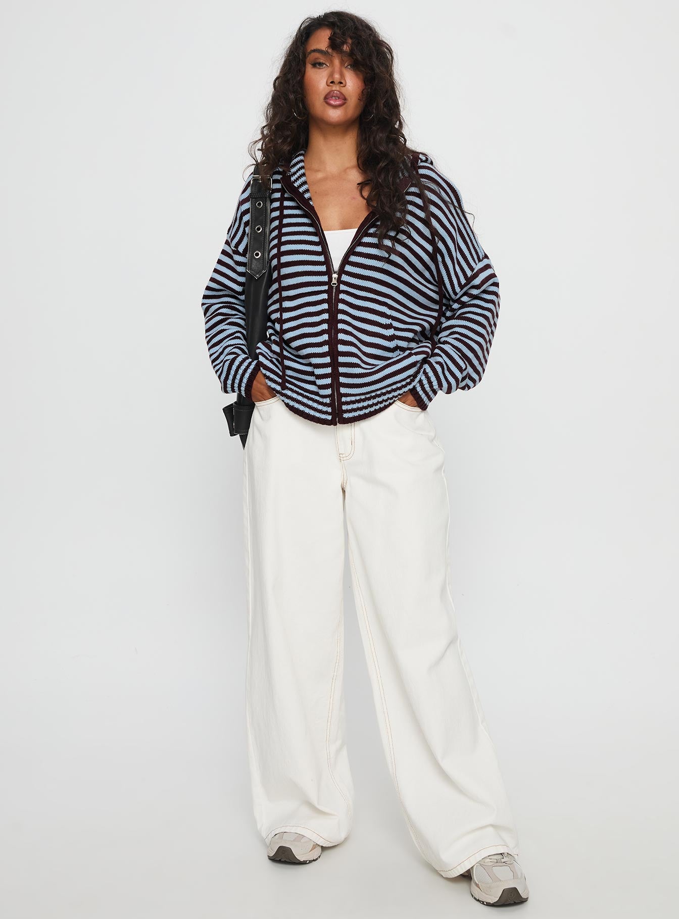 Alternative view of Brienna Zip Jacket Burgundy / Blue Stripe