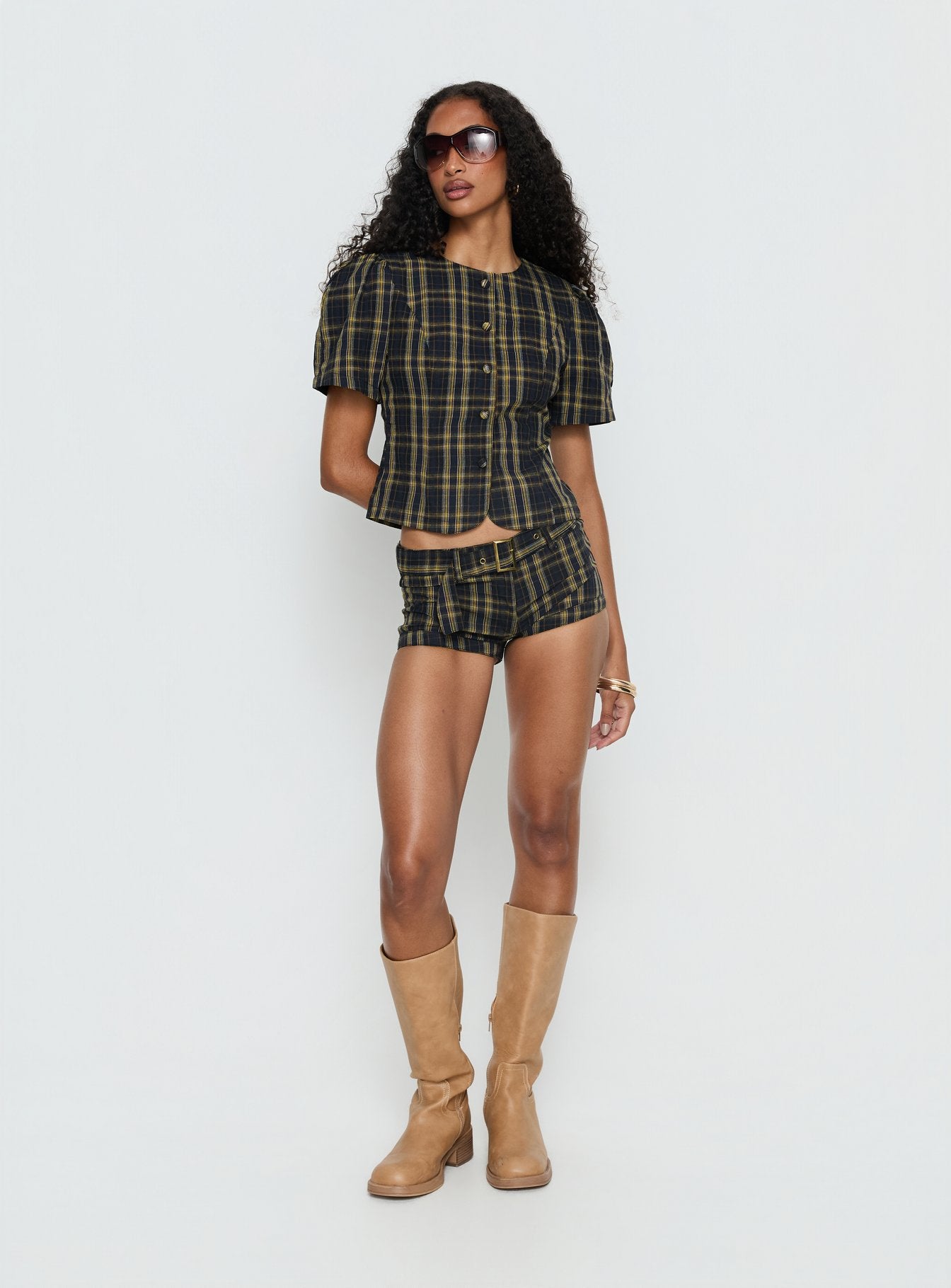 Alternative view of Afterglow Mini Short Navy / Lemon Plaid