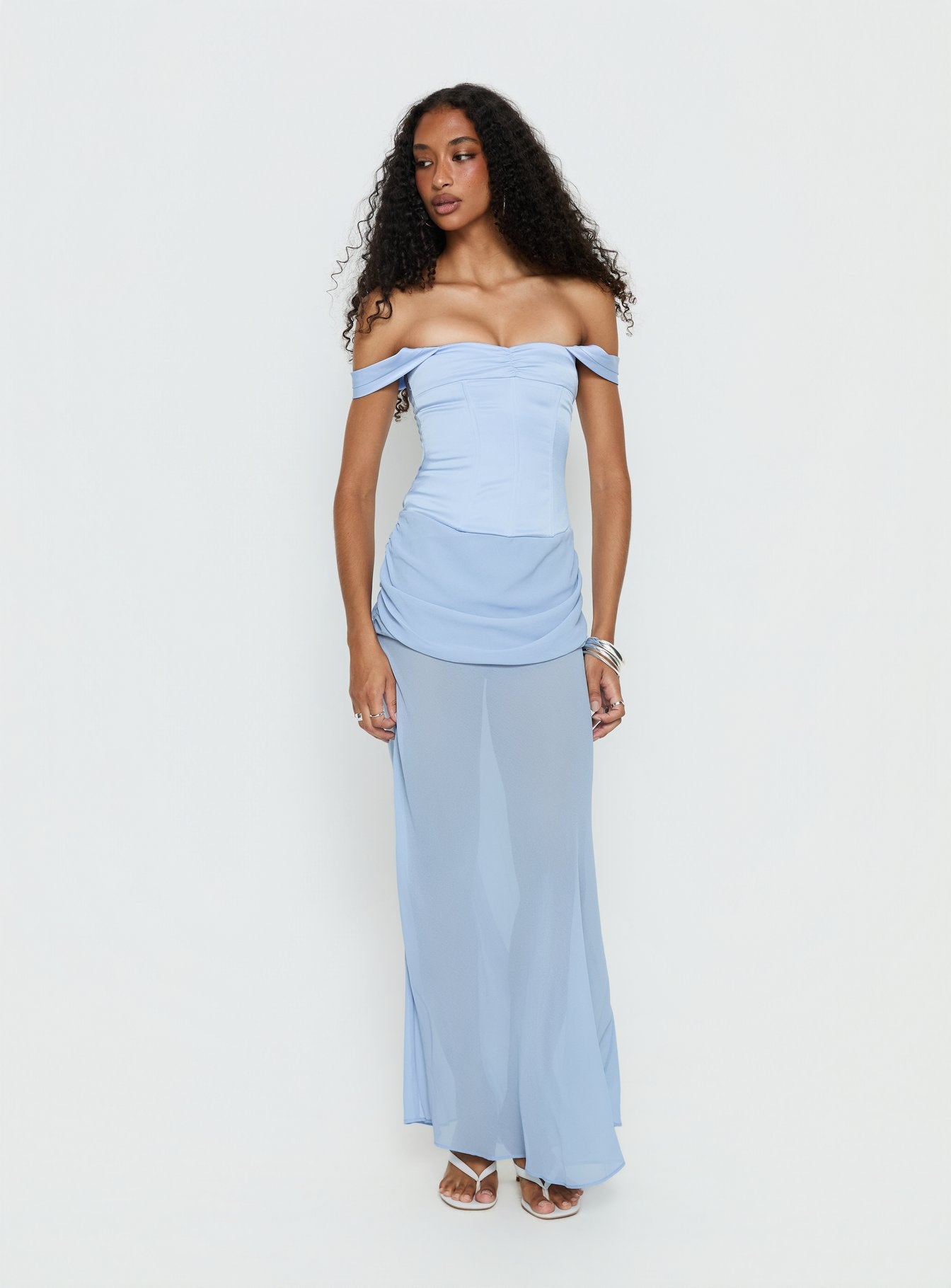 Angiola Corset Off Shoulder Maxi Dress Blue - Image 3