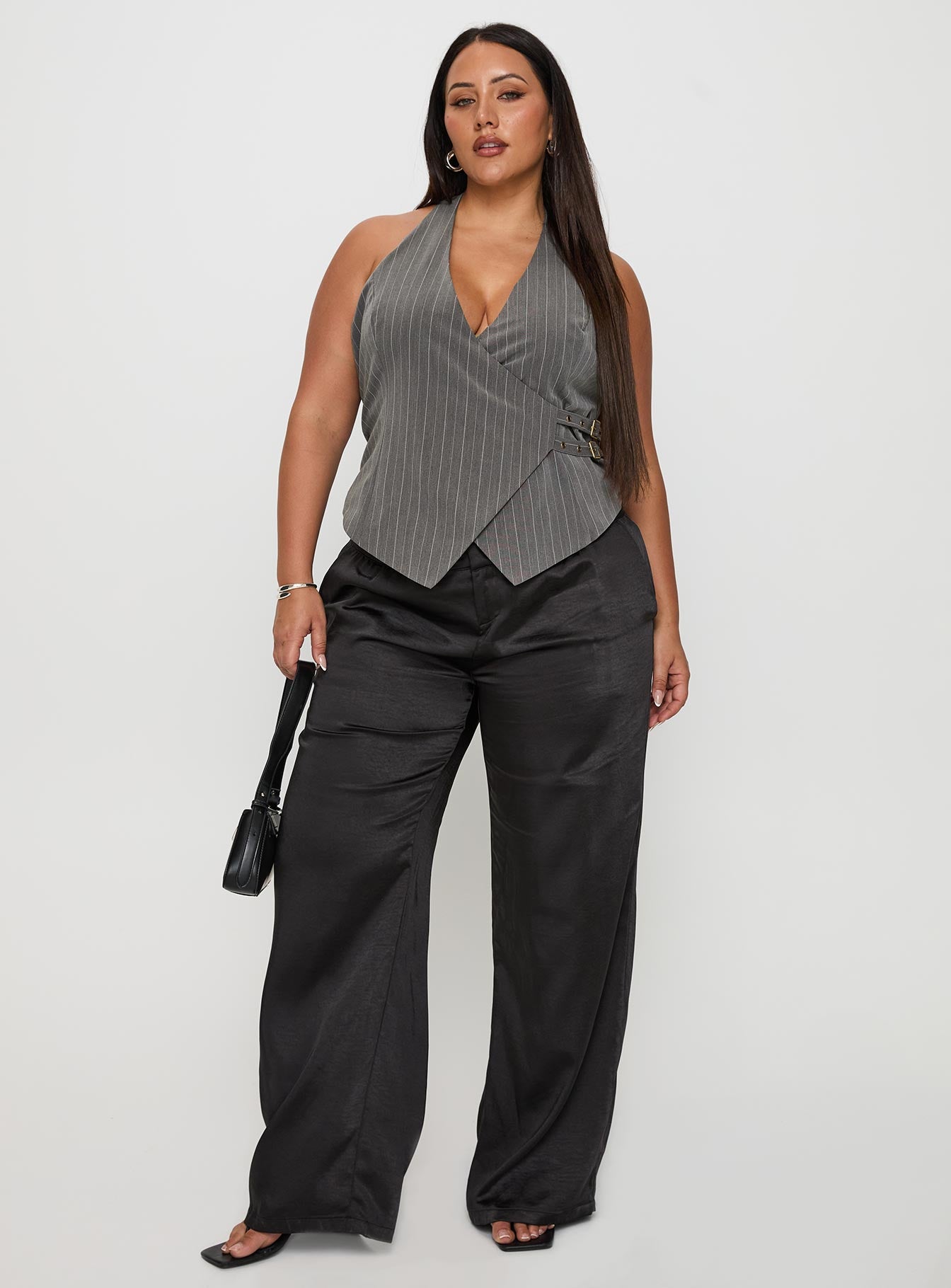 First Place Low Rise Satin Pant Black Curve - Image 3