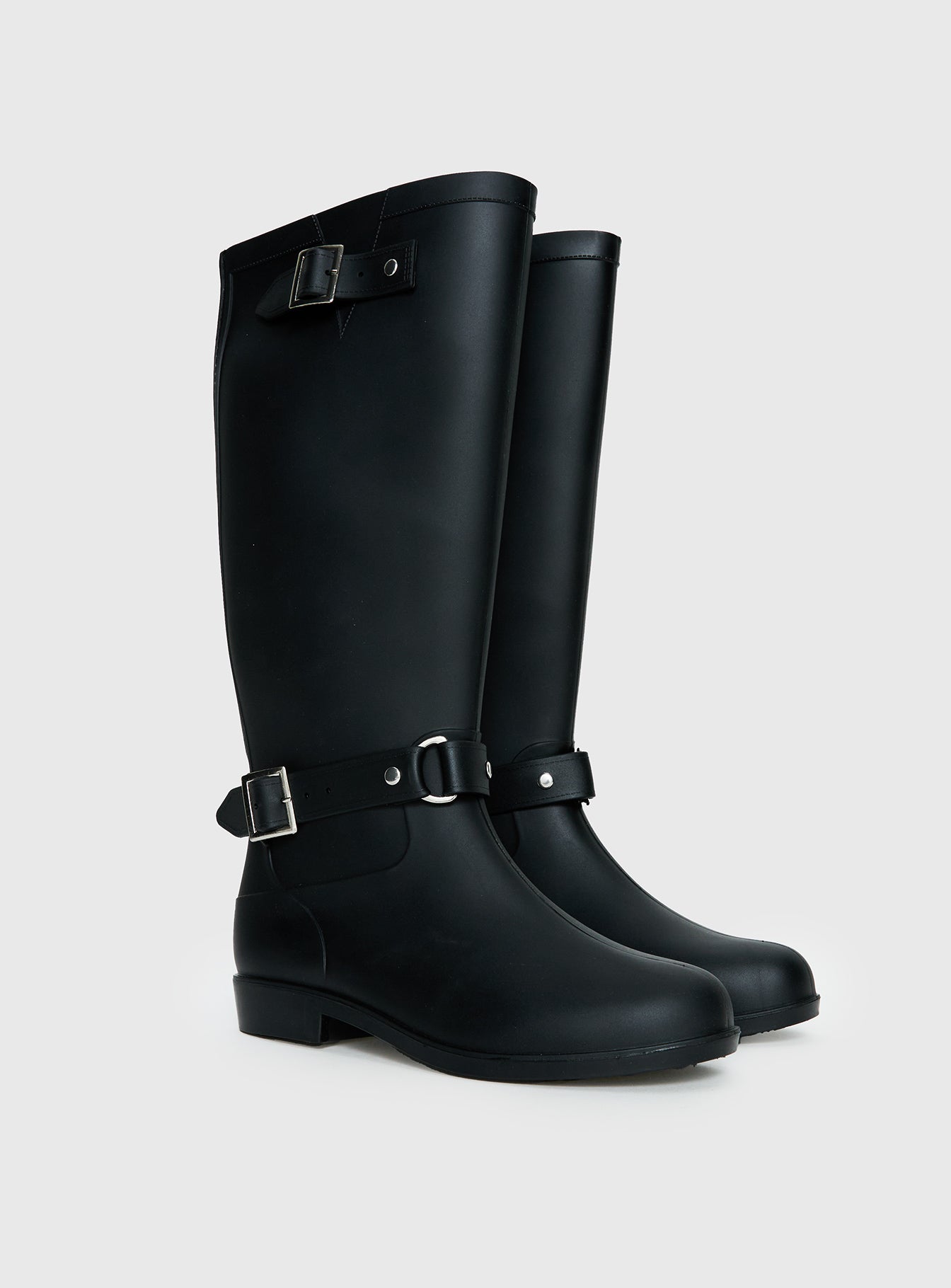 Alternative view of Elvera Buckle Detail Rubber Gumboots Black