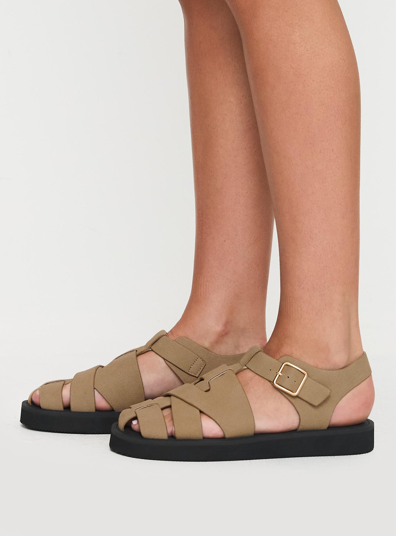 Enya Sandals Tan Faux Suede - Image 3