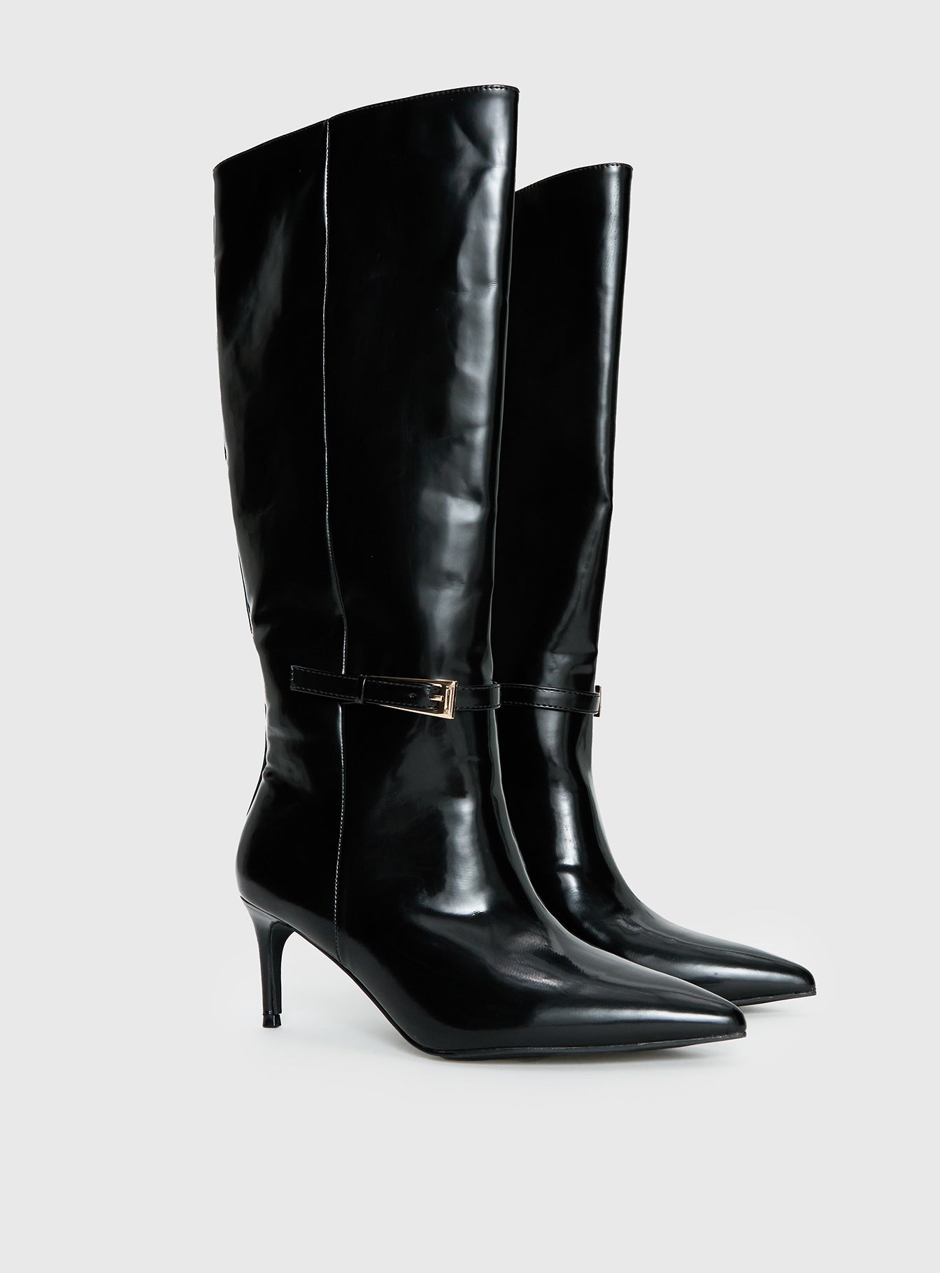 Alternative view of Glazed Knee High Boots Black