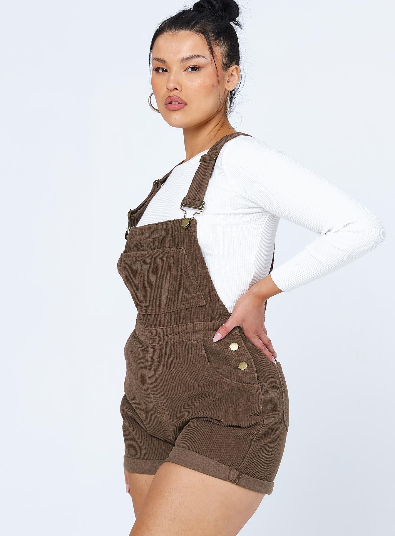 Kacey Short Overalls Brown - Image 3
