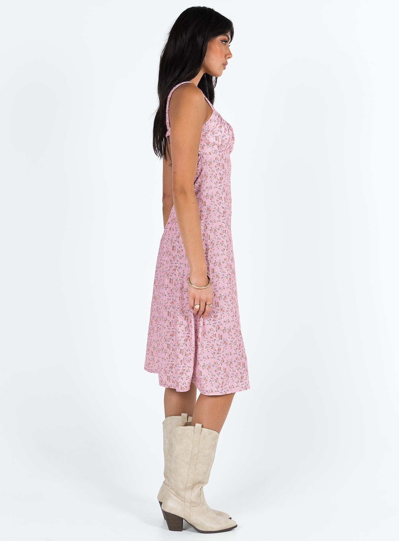 Georgia Midi Dress Pink Floral - Image 4