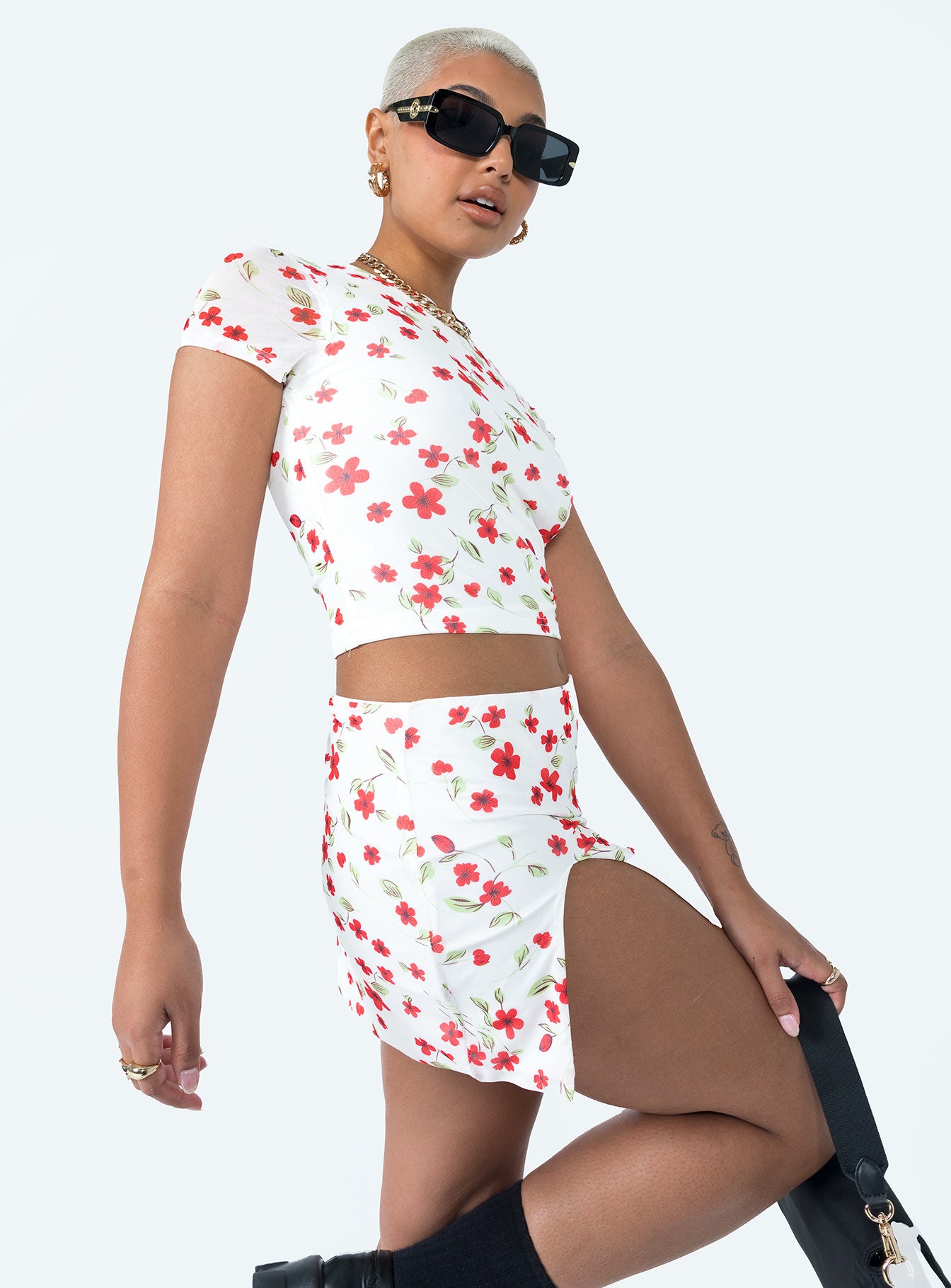 Bold Move Mini Skirt White Floral - Image 4