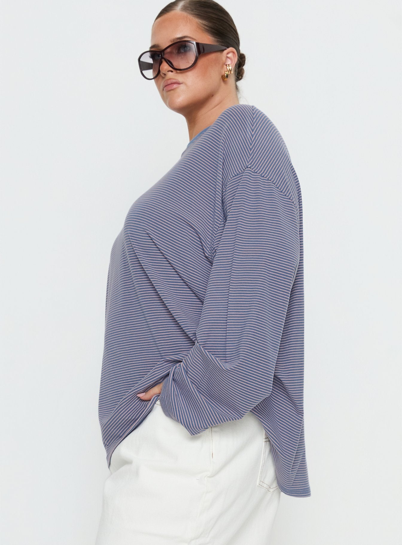 Marlah Long Sleeve Top Blue Stripe Curve - Image 4