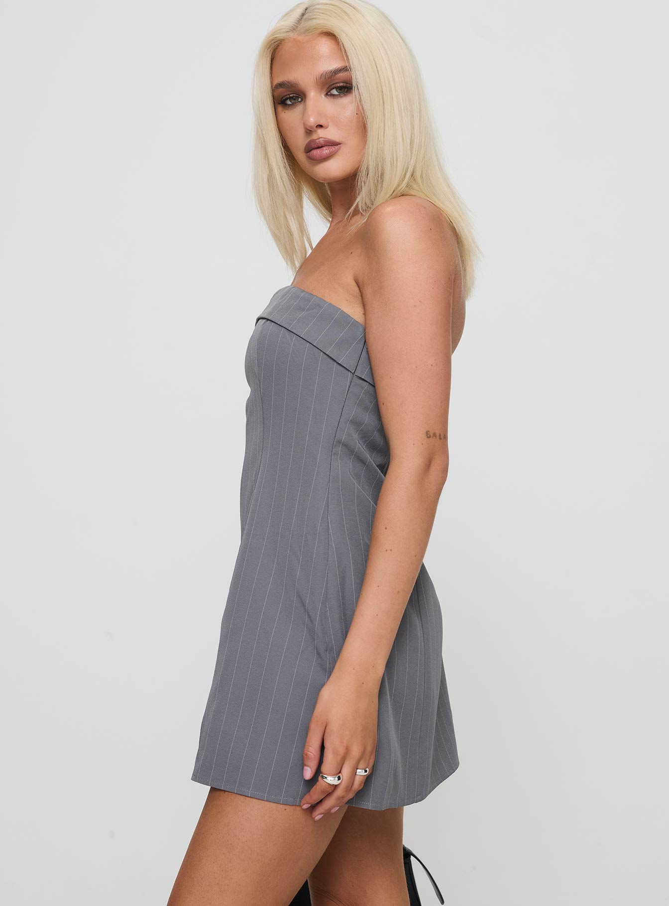 Kaladin Strapless Mini Dress Grey - Image 3