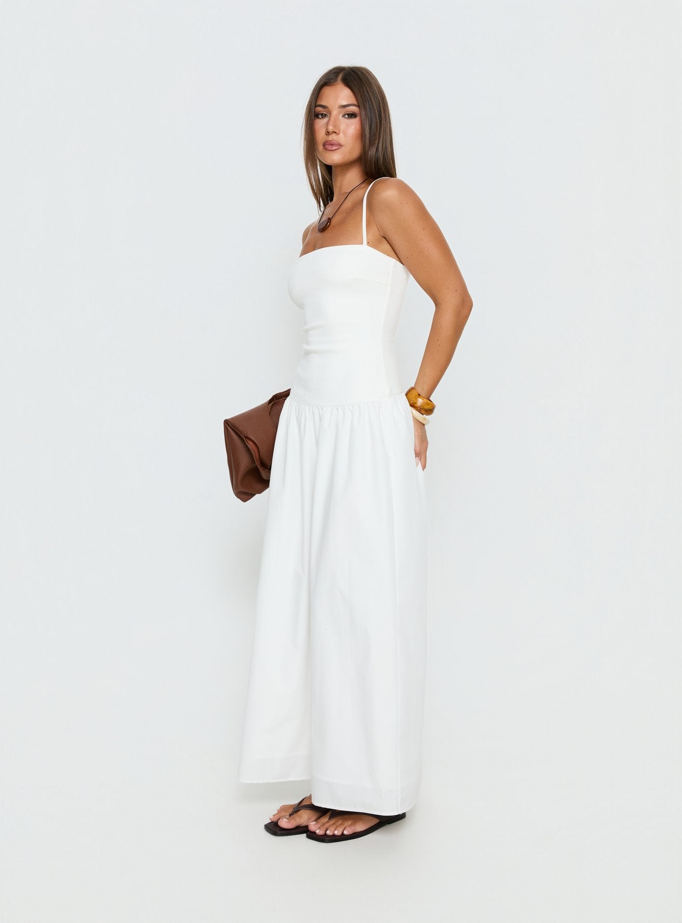 Erroll Drop Waist Knit Maxi Dress White - Image 4