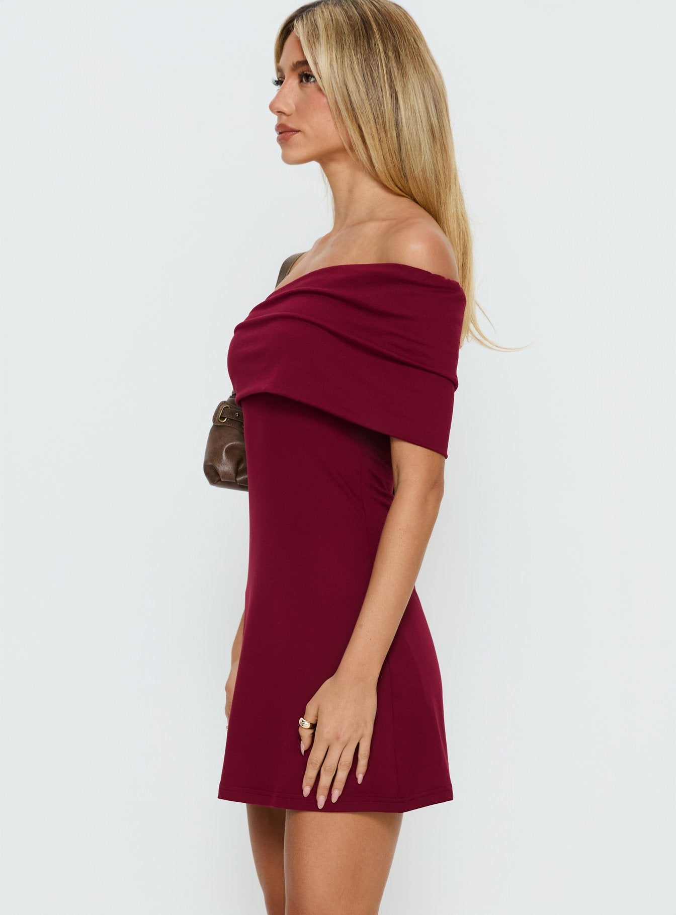 Laurencia One Shoulder Mini Dress Cherry - Image 3