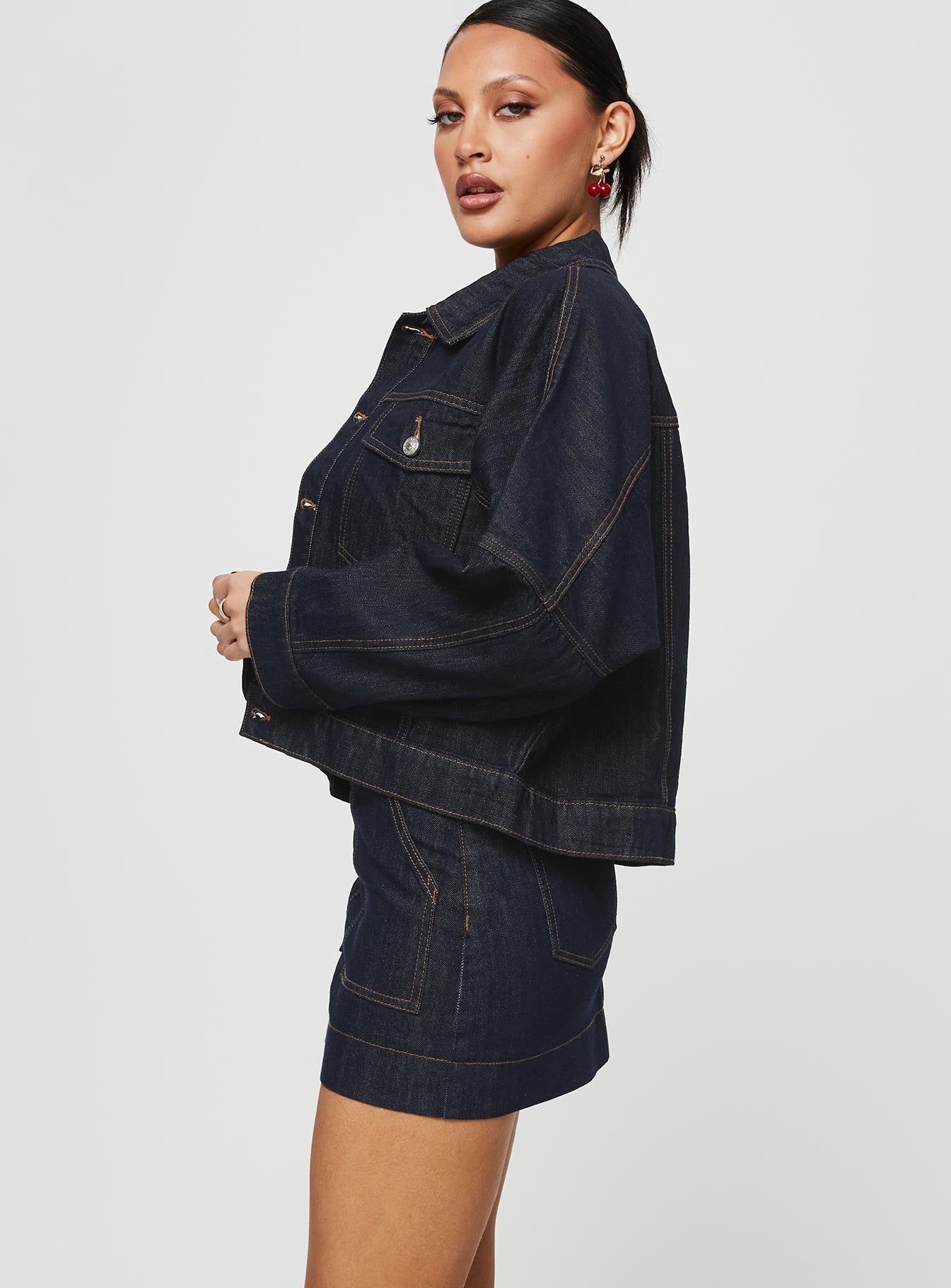 Hughes Mini Skirt Dark Wash Denim Petite - Image 3