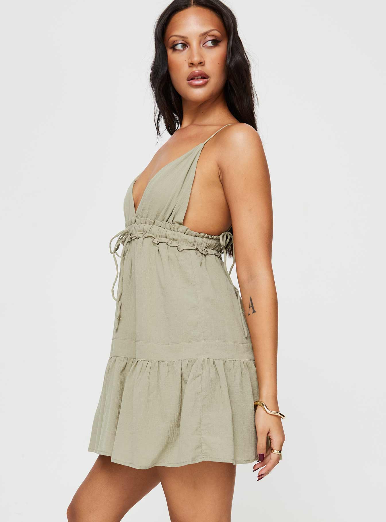 Dionne Mini Dress Olive - Image 4