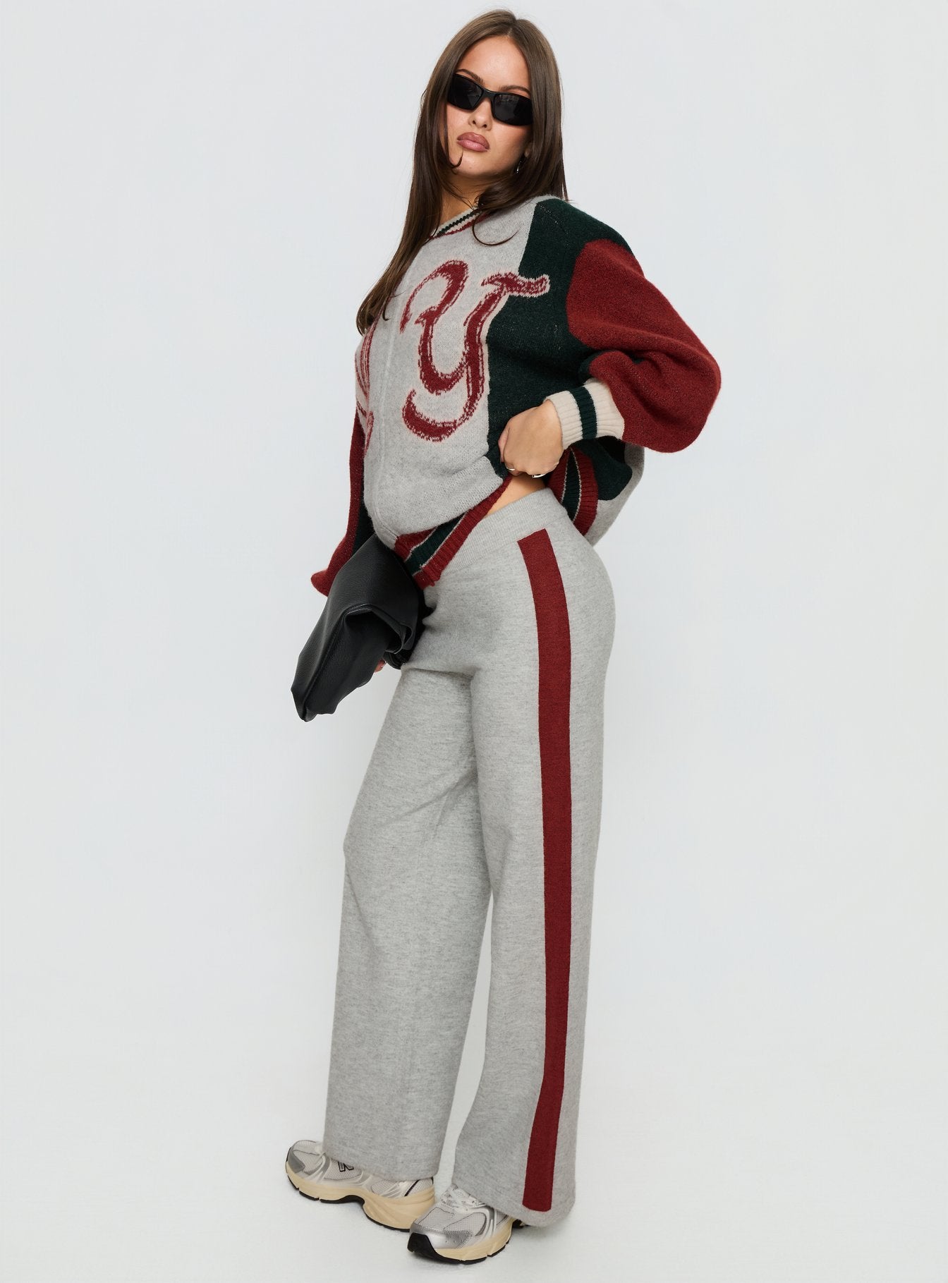 Brandyce Straight Leg Knit Pants Grey / Red - Image 3