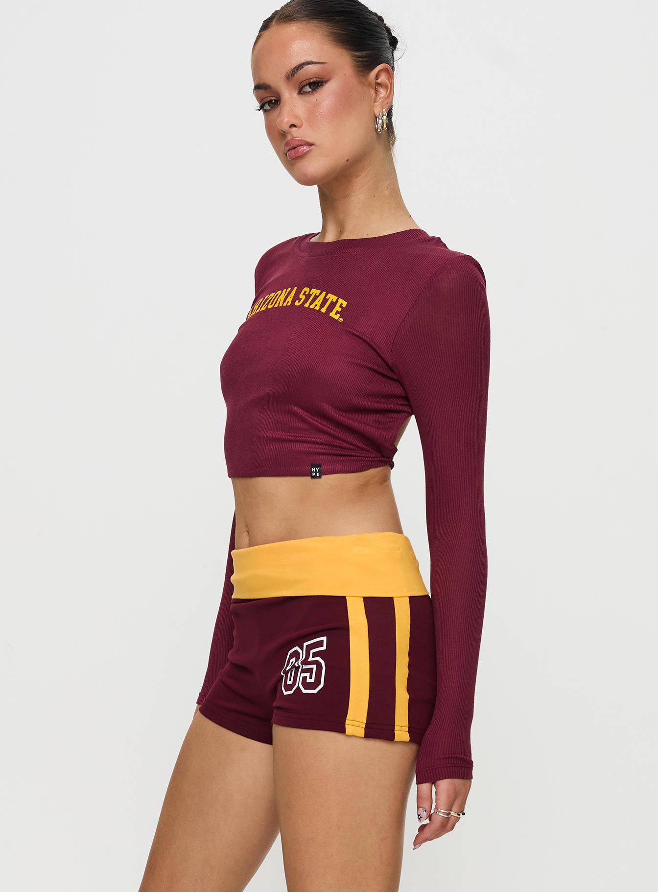 Asu Foldover Shorts Maroon - Image 4