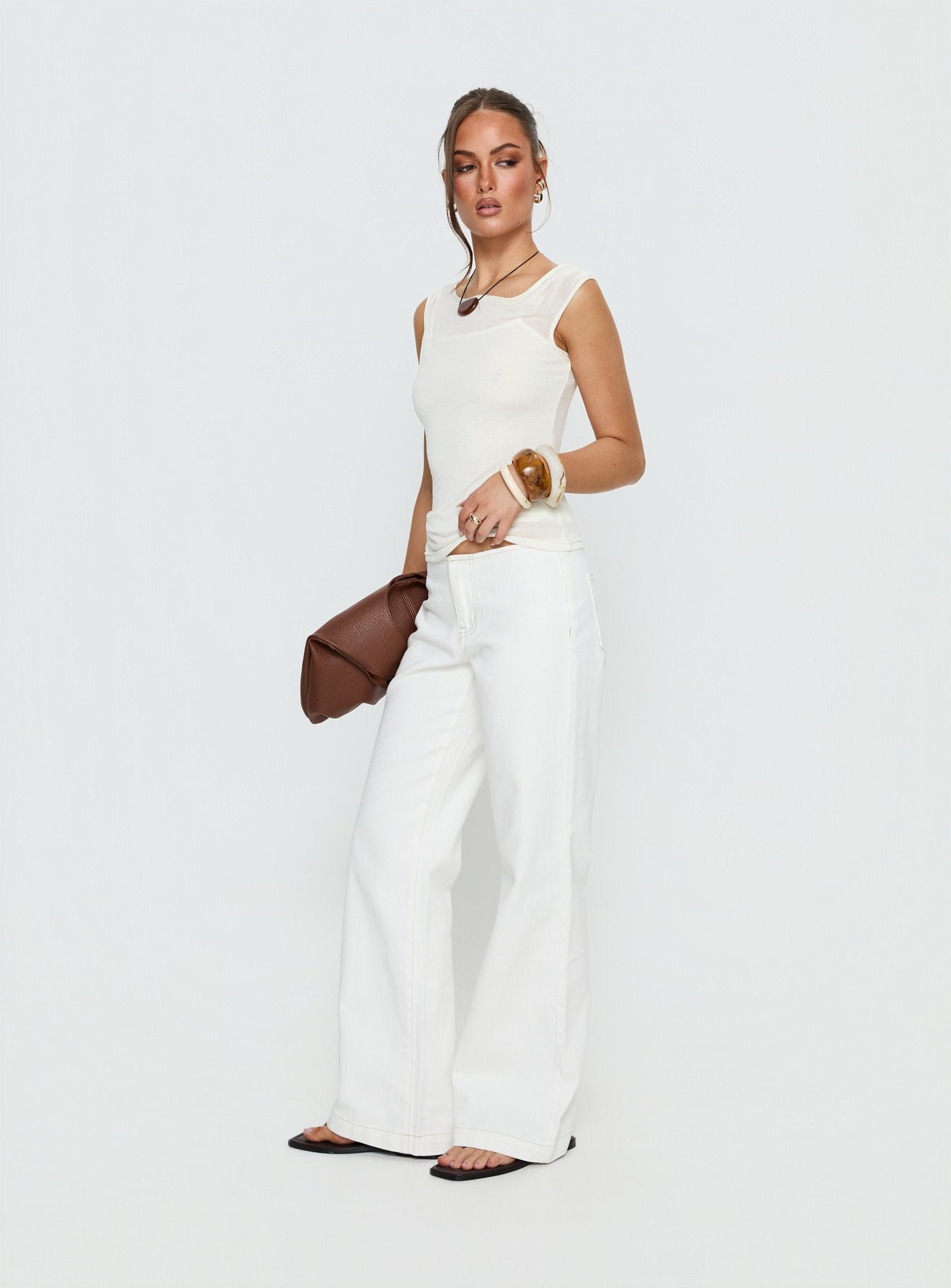 Buenos No Waist Low Rise Straight Leg Jeans White - Image 4