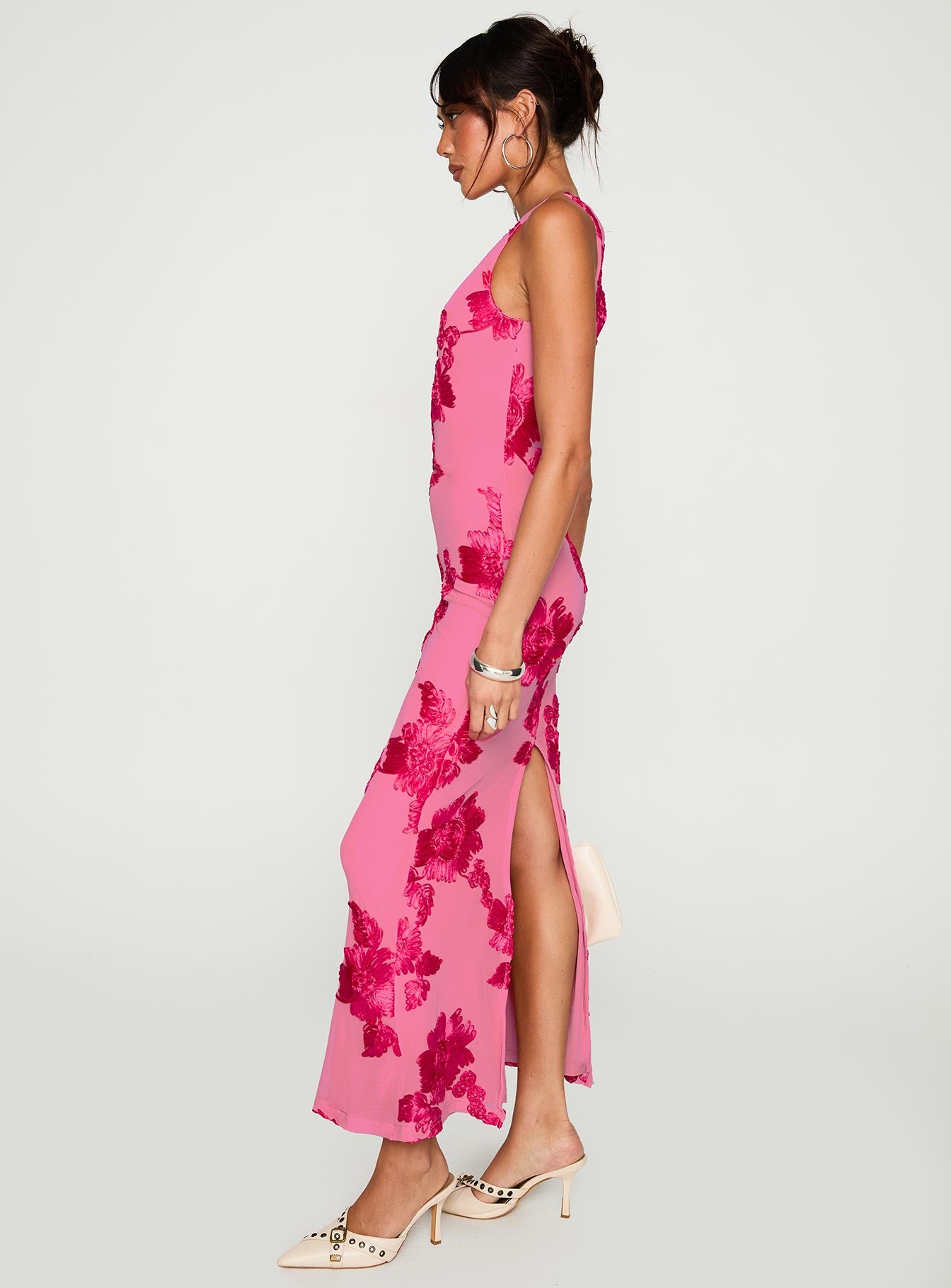 Fionna Floral Maxi Dress Pink - Image 3