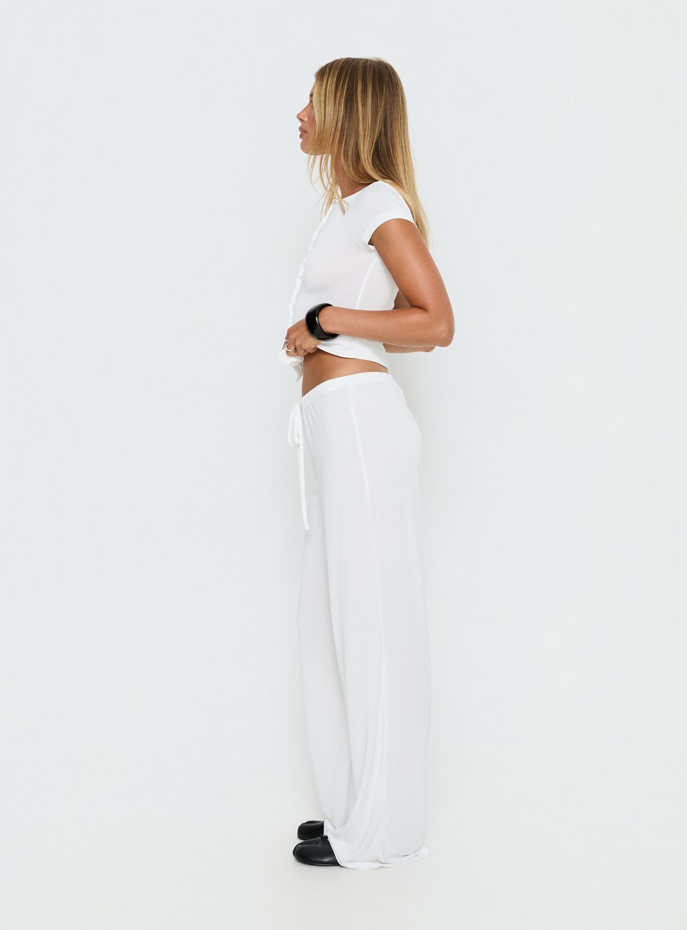 Gavrielle Jersey Wide Leg Pants White - Image 4