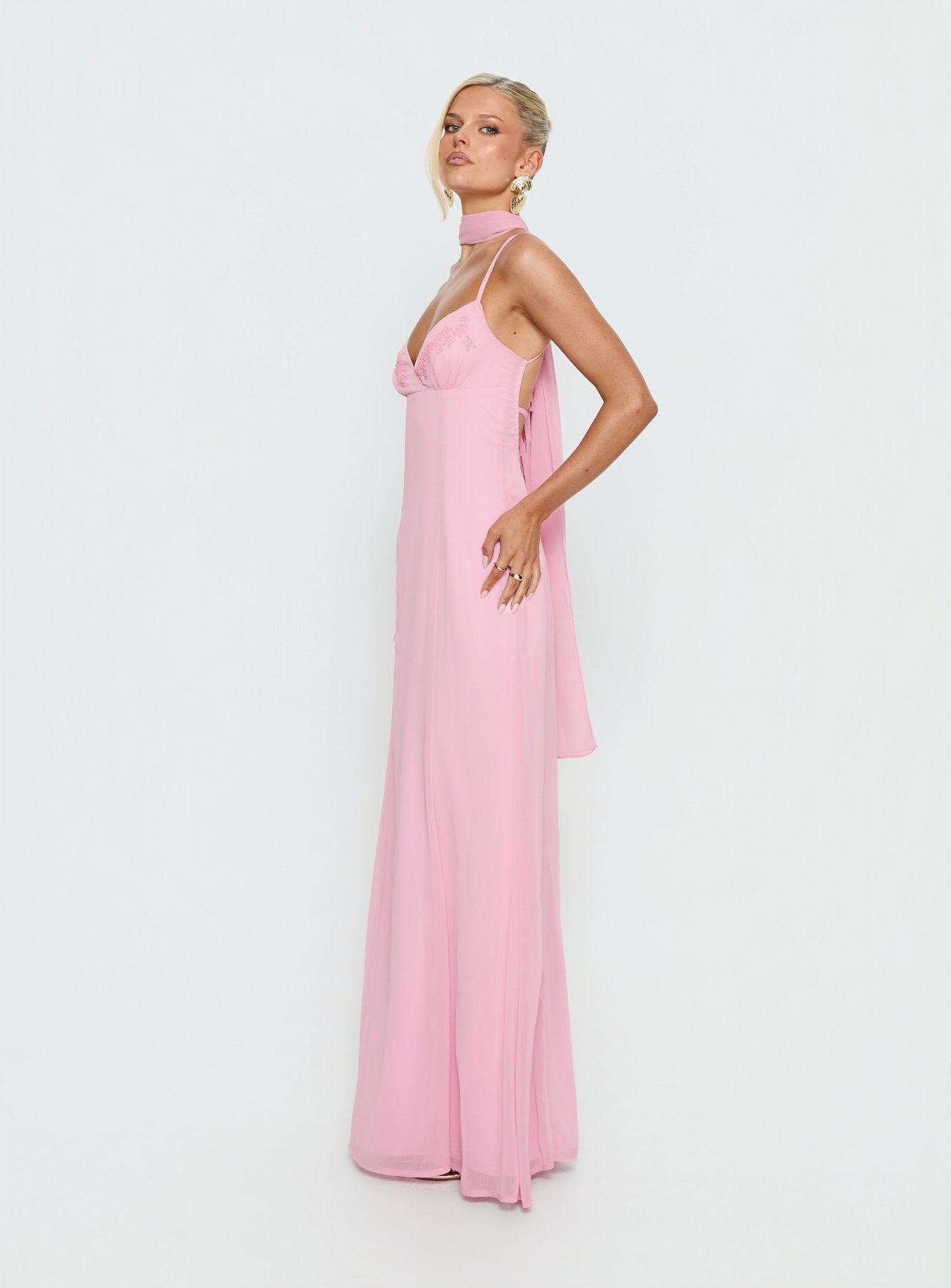 Jadira Scarf Maxi Dress Light Pink - Image 4