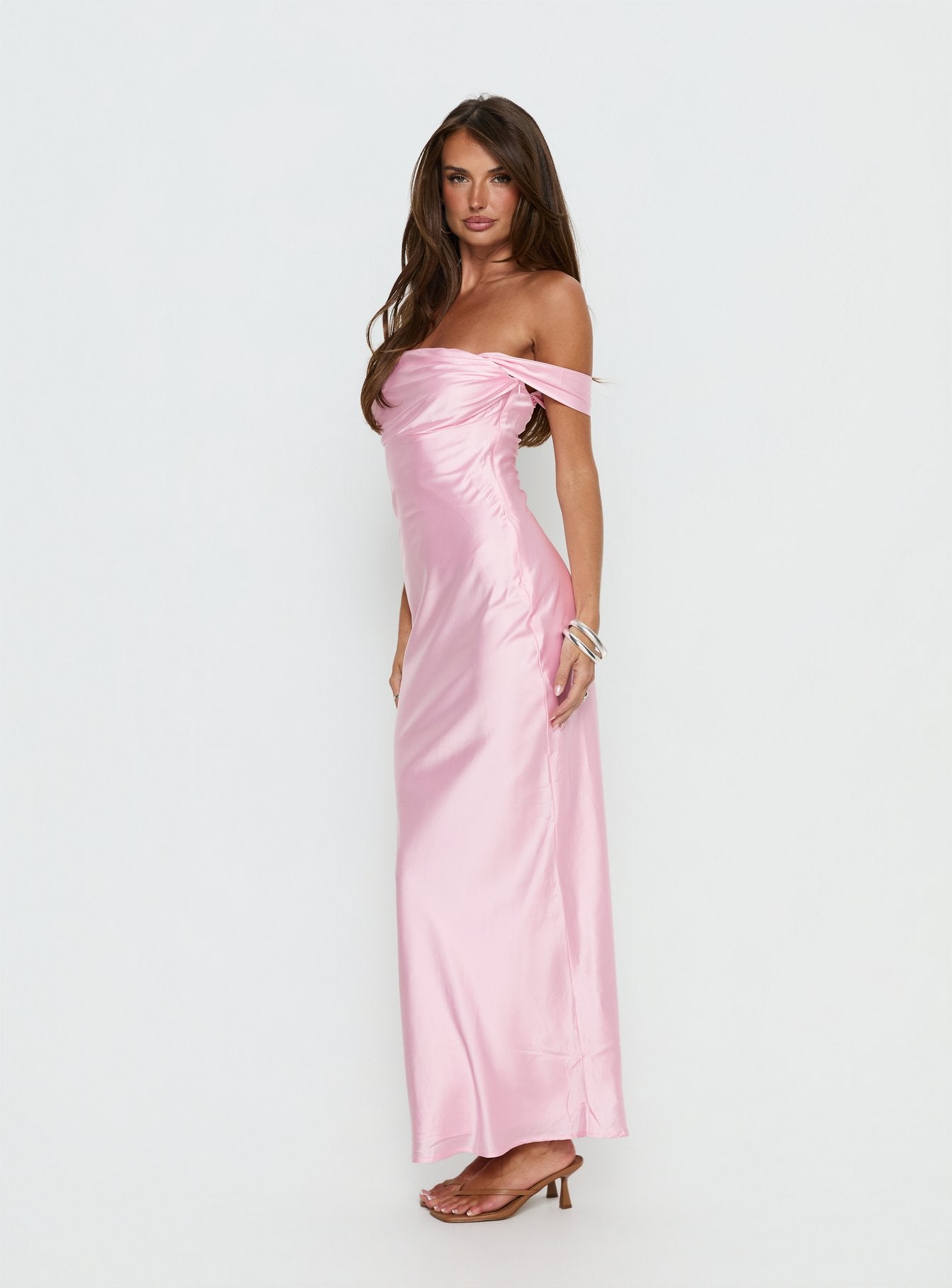 Azura Off The Shoulder Maxi Dress Pink - Image 4