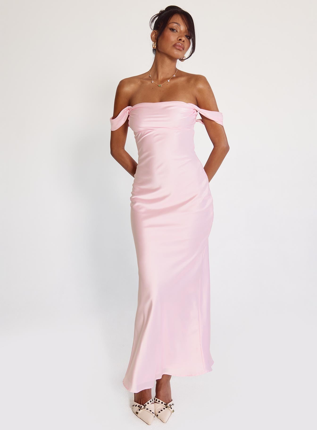 Azura Off The Shoulder Maxi Dress Pink - Image 9